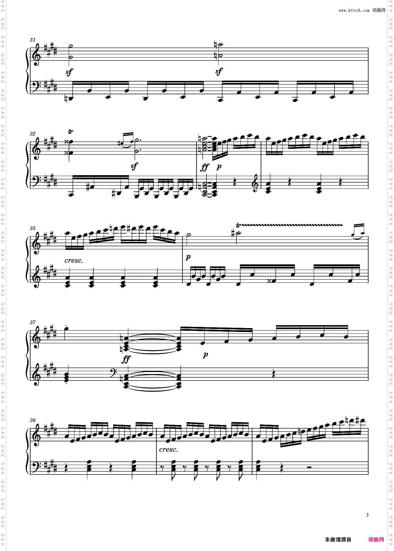 贝多芬《月光奏鸣曲》第三乐章钢琴谱 Sonata No· 14 ·