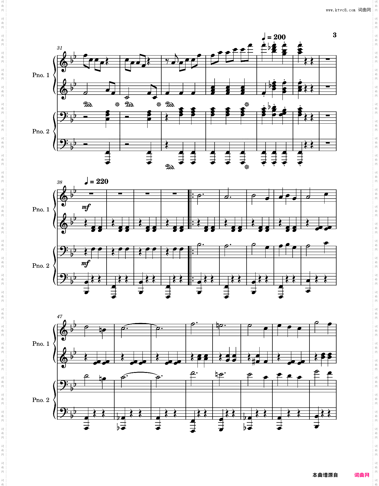 睡美人圆舞曲-四手联弹-钢琴谱-柴可夫斯基-Sleeping Beauty Waltz-Op·66-拉赫玛尼诺夫-改编