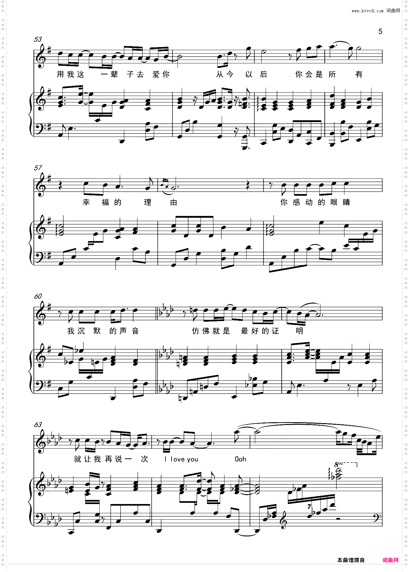 《Forever Love》- 王力宏 弹唱伴奏谱 G调