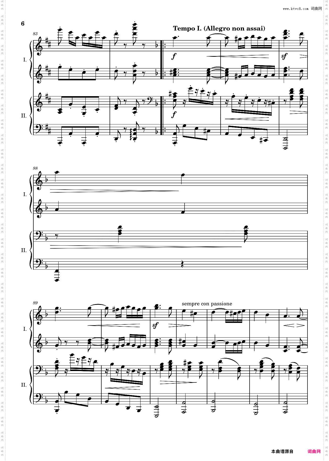 匈牙利舞曲-第二号-四手联弹-勃拉姆斯-2号-钢琴谱-WoO 1-No·2
