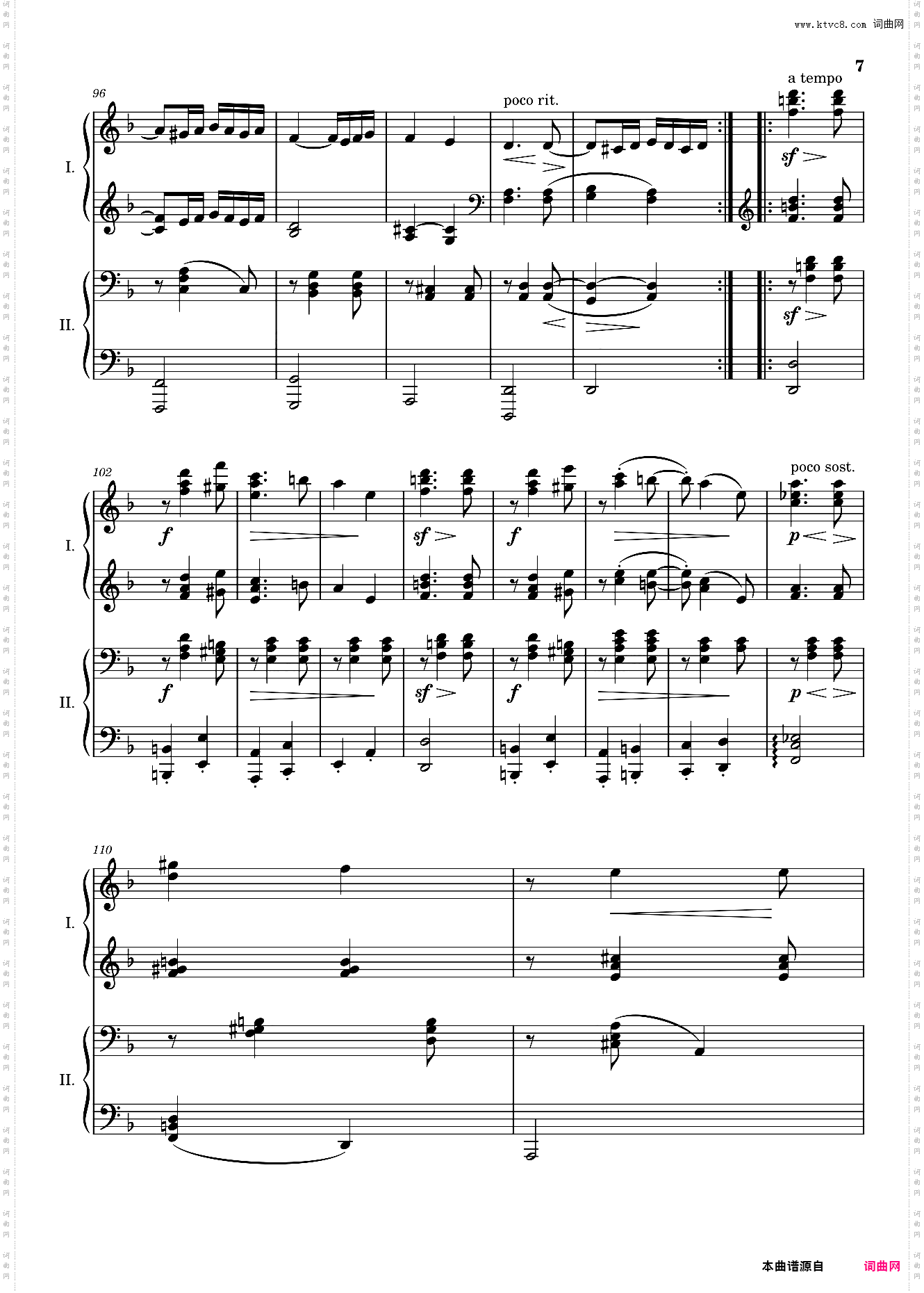 匈牙利舞曲-第二号-四手联弹-勃拉姆斯-2号-钢琴谱-WoO 1-No·2