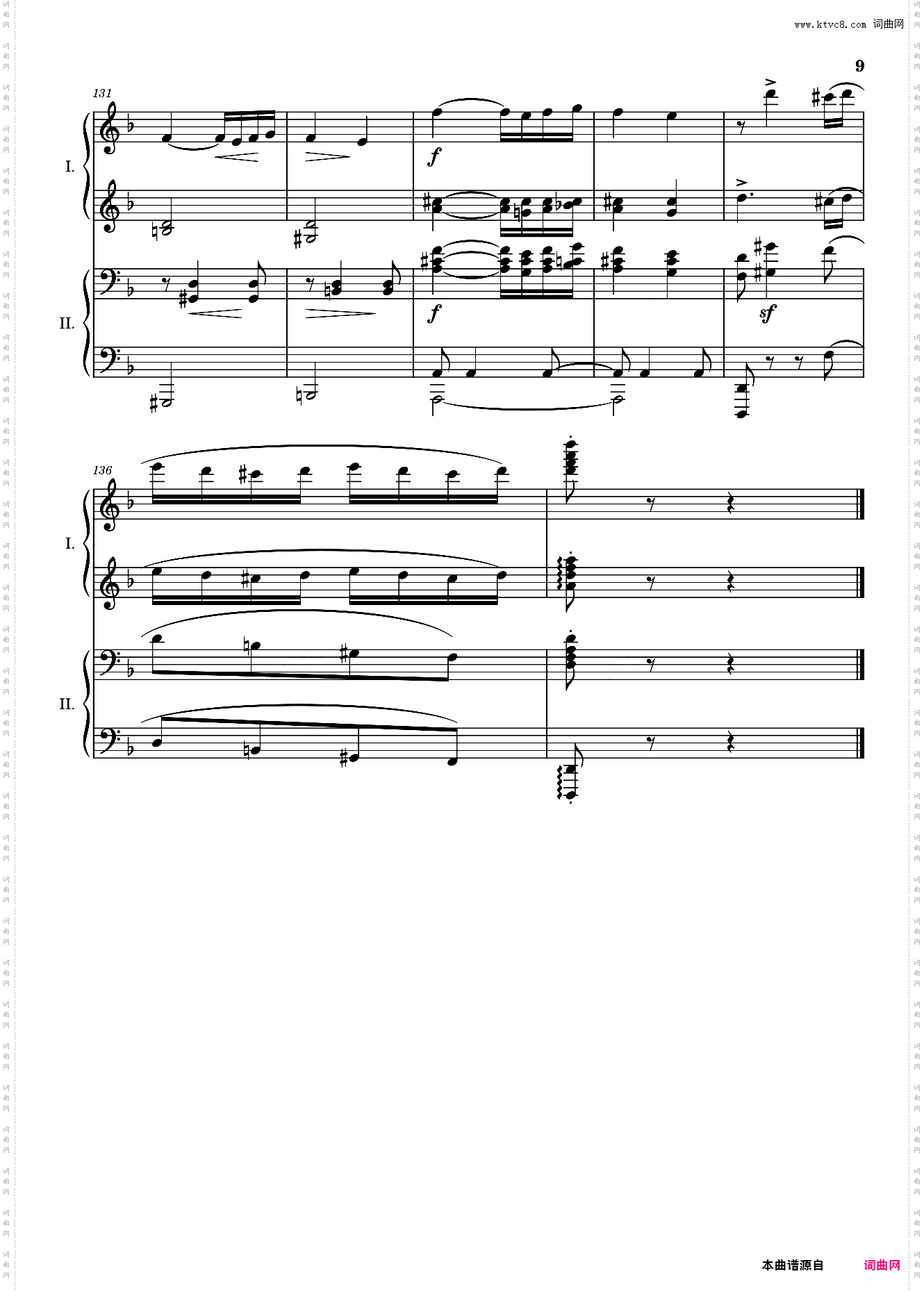 匈牙利舞曲-第二号-四手联弹-勃拉姆斯-2号-钢琴谱-WoO 1-No·2