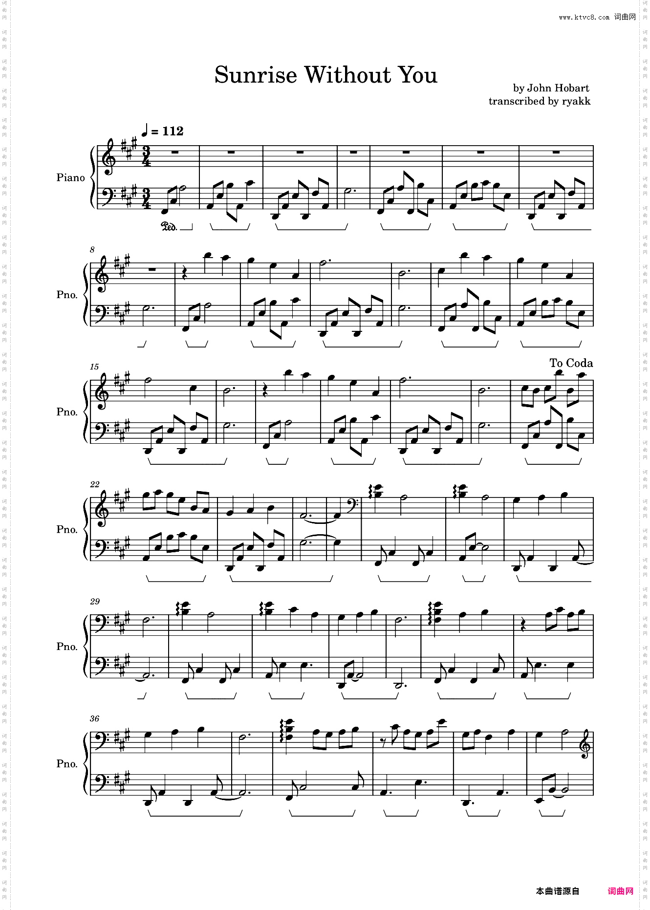 Sunrise without you - Echo VN / John Hobart