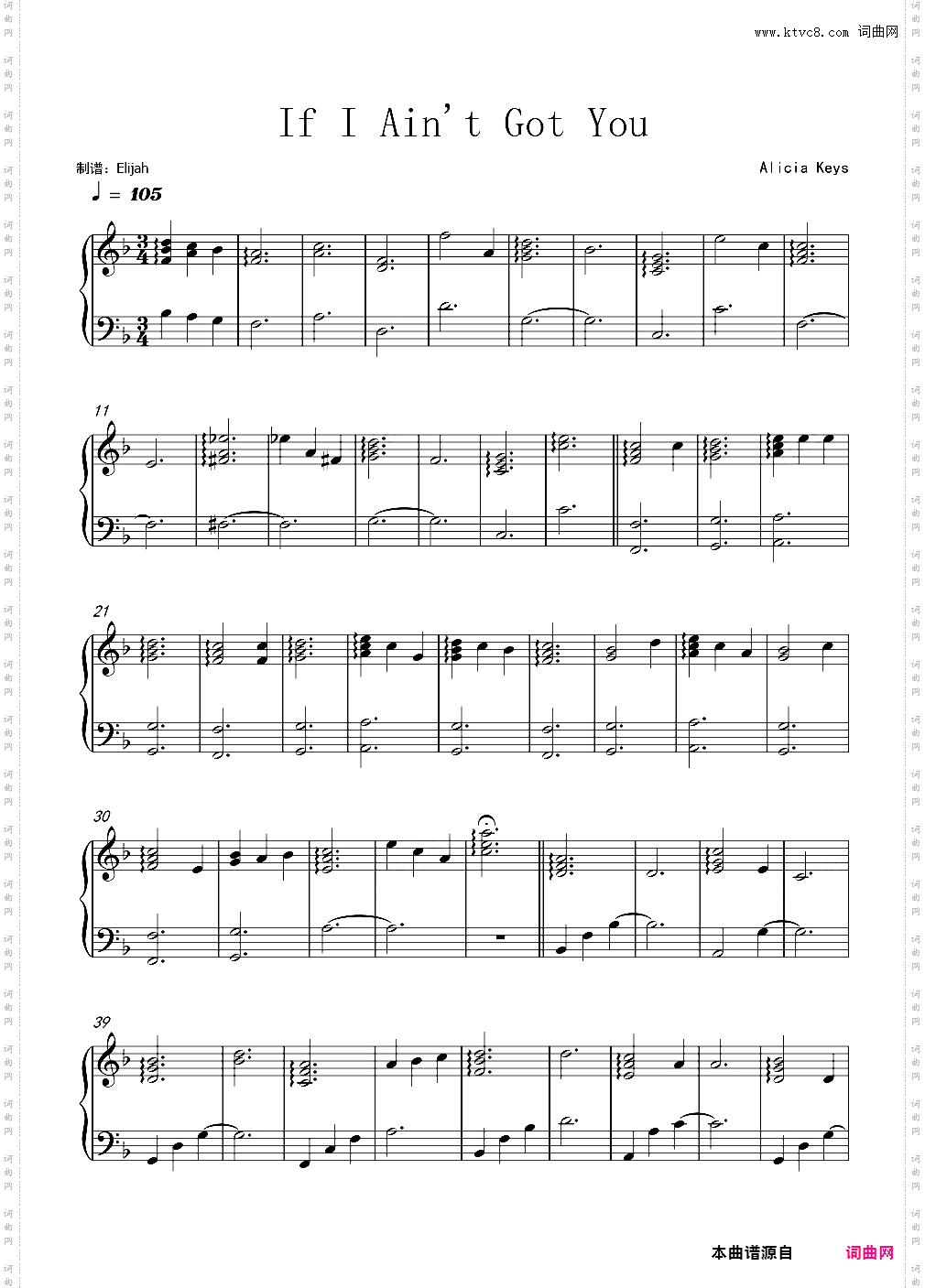 If I Ain't Got You Acoustic钢琴伴奏