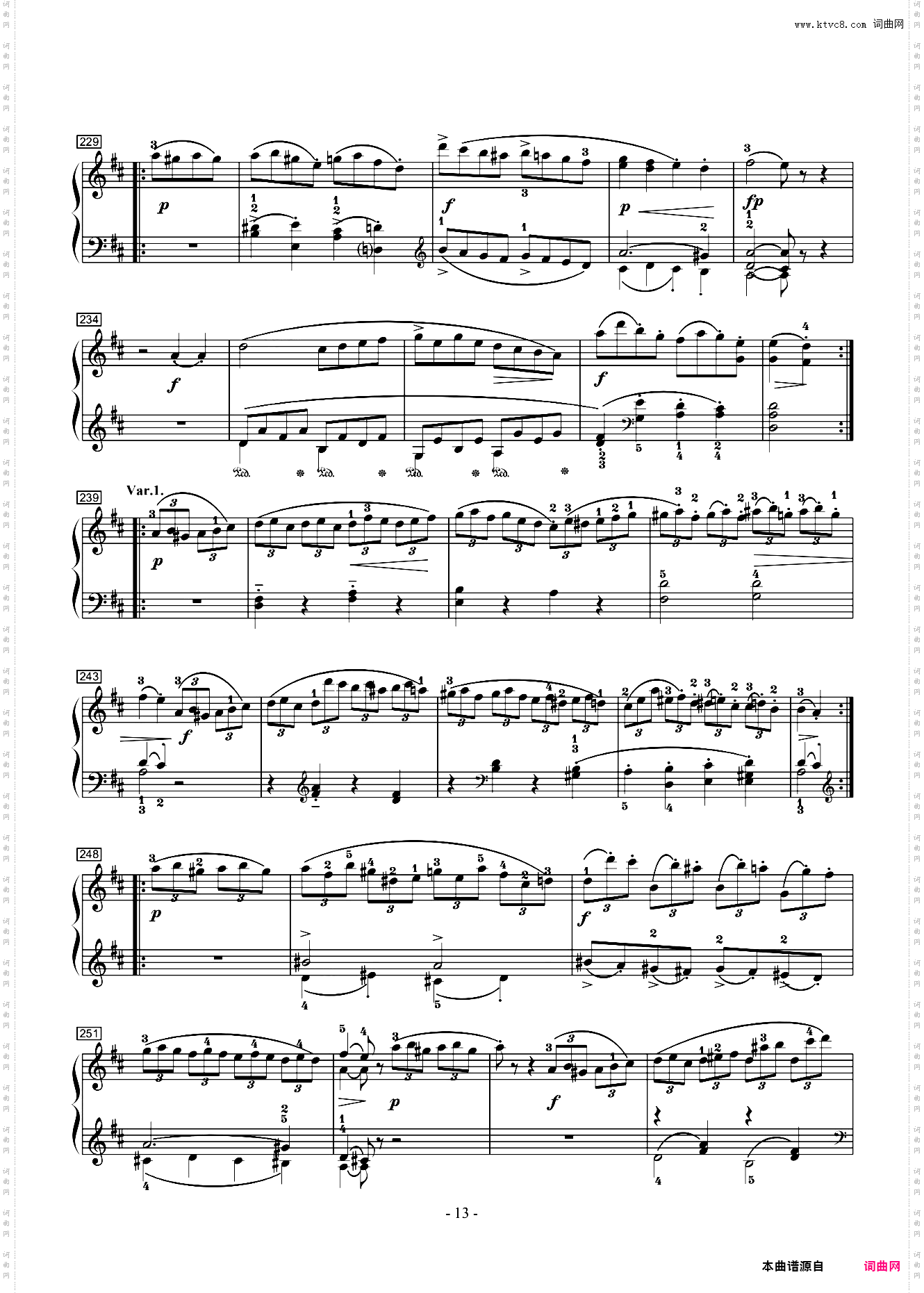 莫扎特D大调钢琴奏鸣曲k284