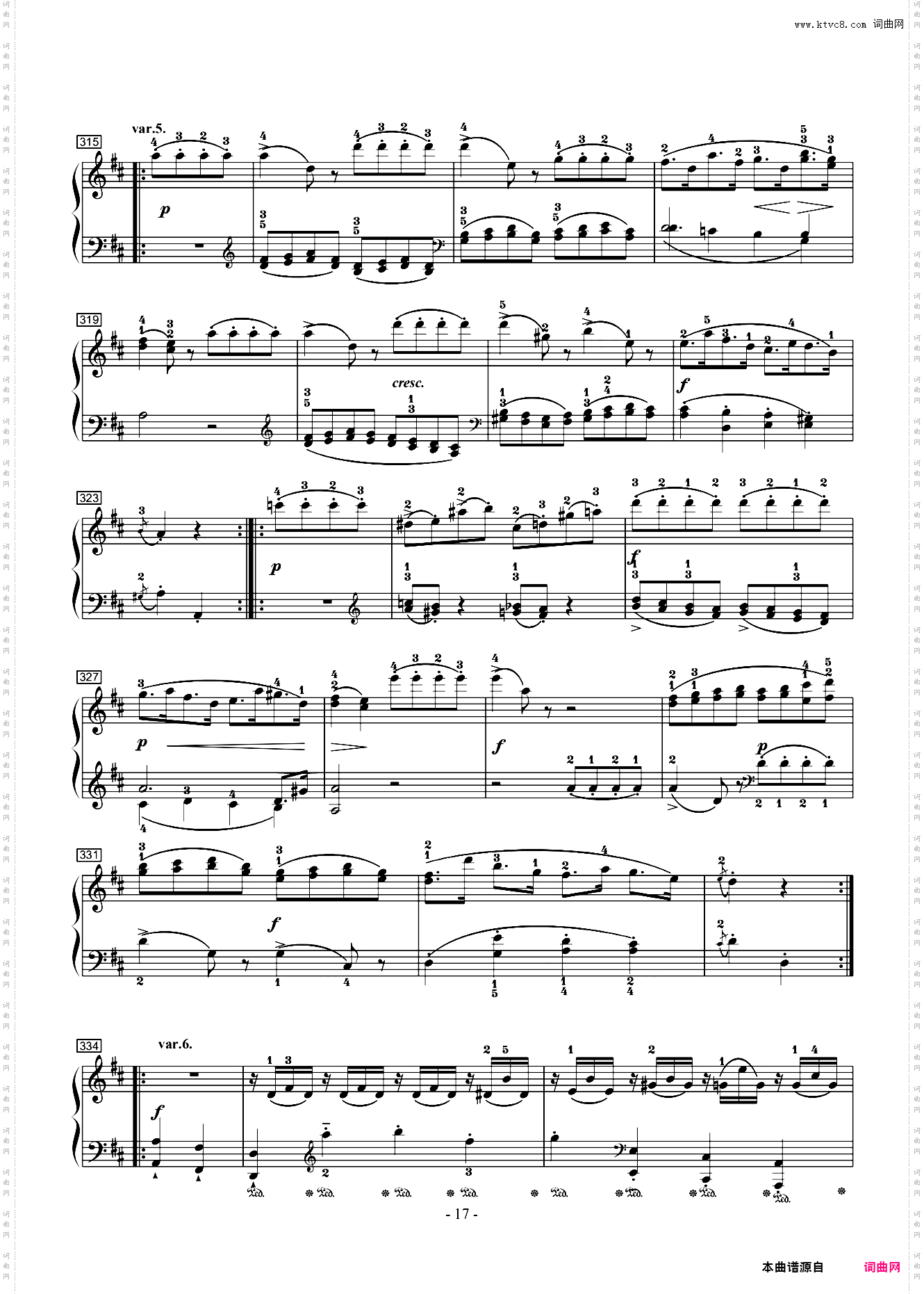 莫扎特D大调钢琴奏鸣曲k284