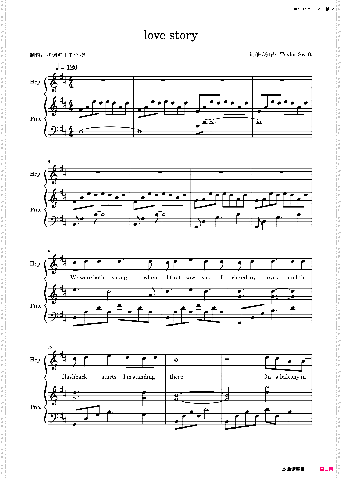 【绝美弹唱谱】love story爱情故事Taylor Swift泰勒·斯威夫特「怪物」