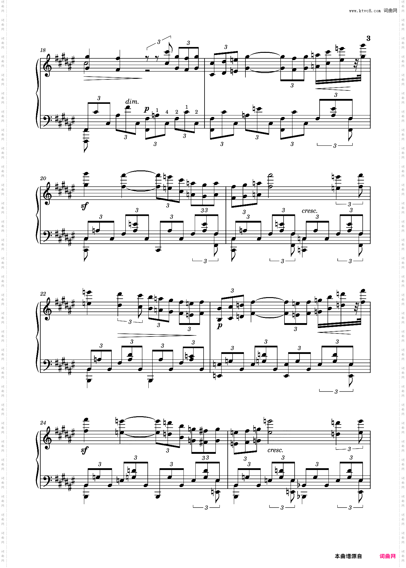 练习曲 斯克里亚宾,Op·8 No·12 原版曲谱