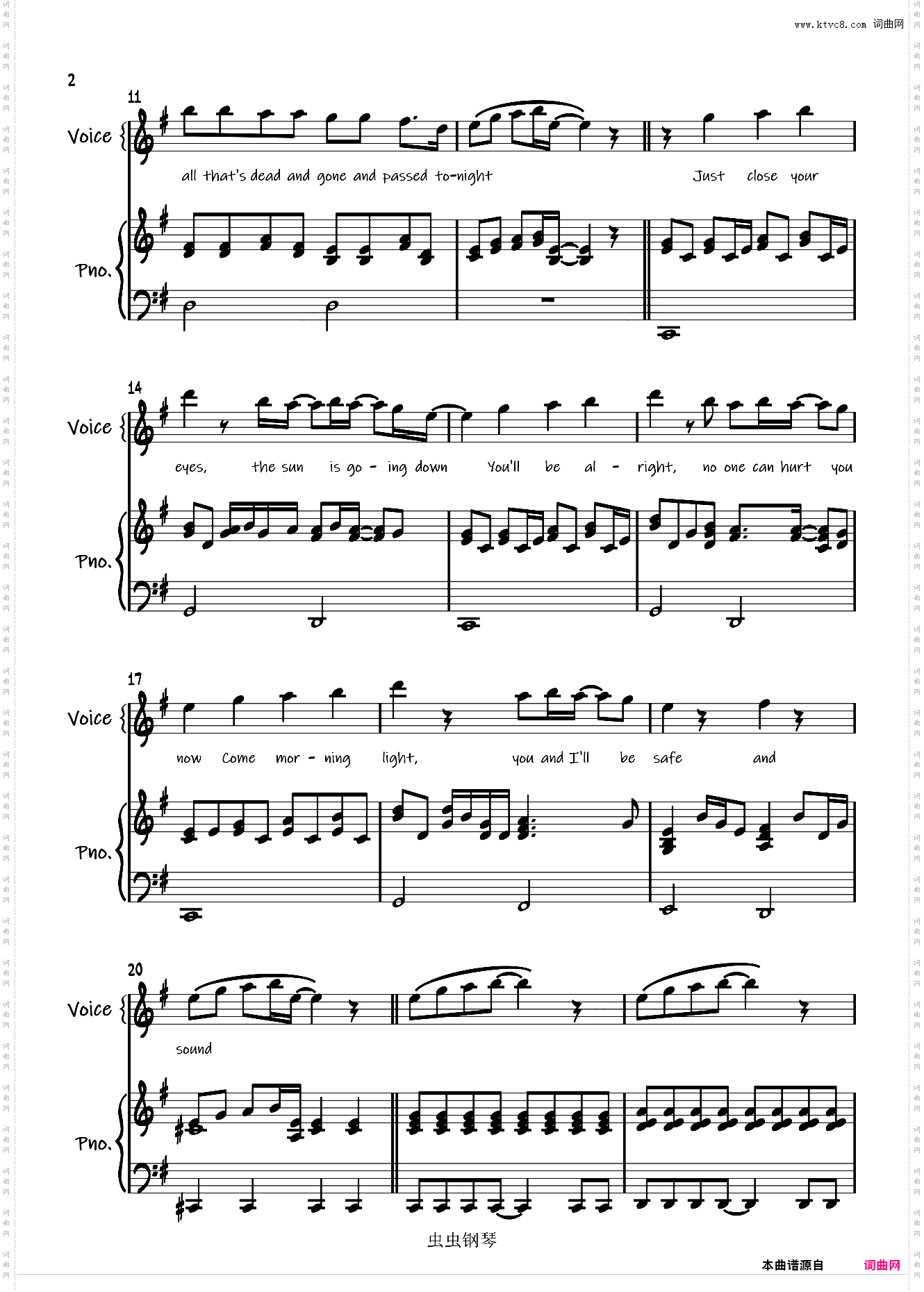 【弹唱谱】Safe & Sound-Taylor Swift / The Civil Wars《饥饿游戏》「一撇撇耶」