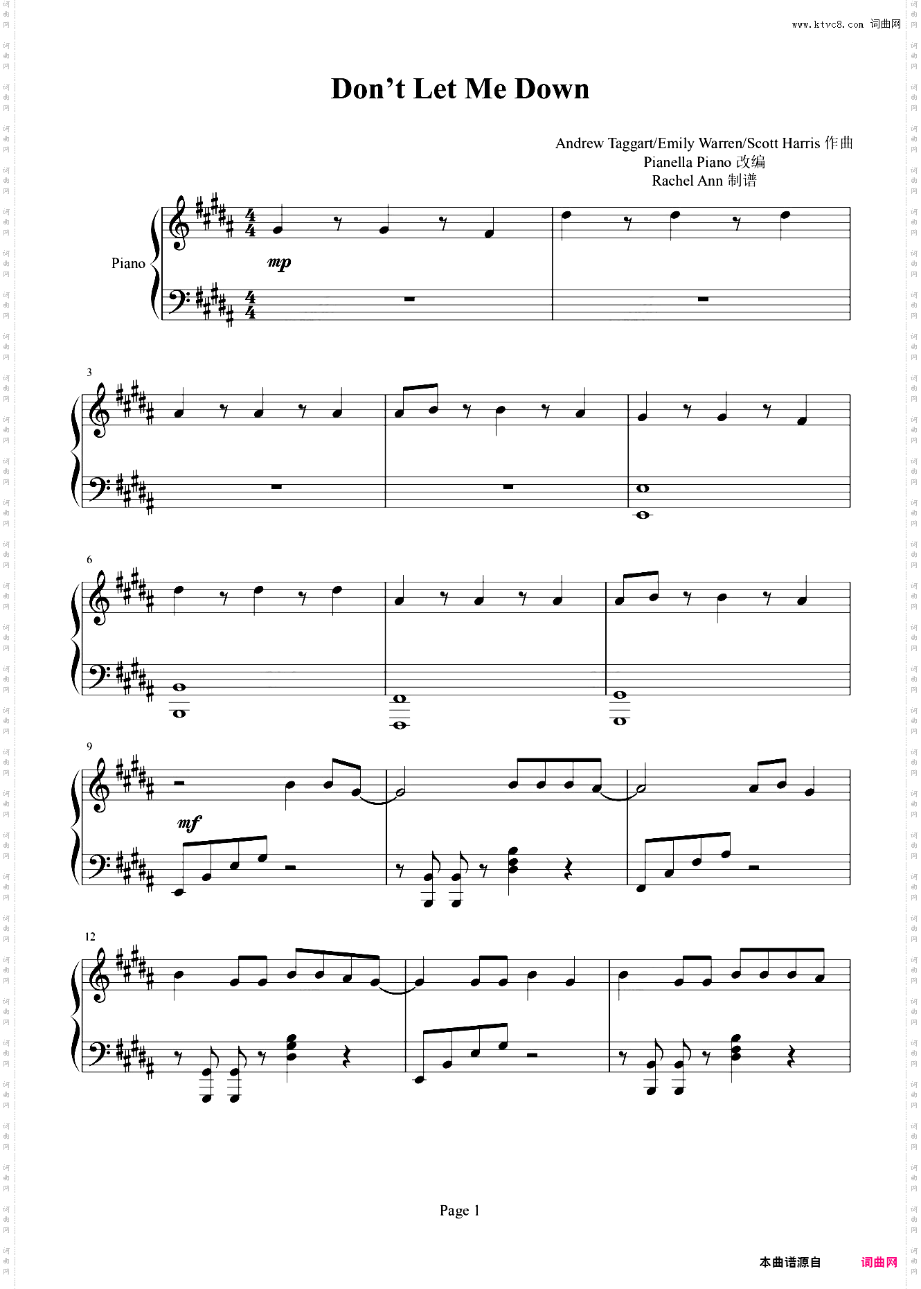 The Chainsmokers-Don’t Let Me Down ft· Daya钢琴版