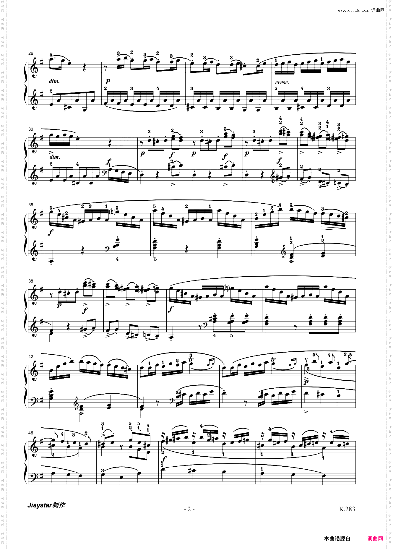 莫扎特G大调第五钢琴奏鸣曲K·283