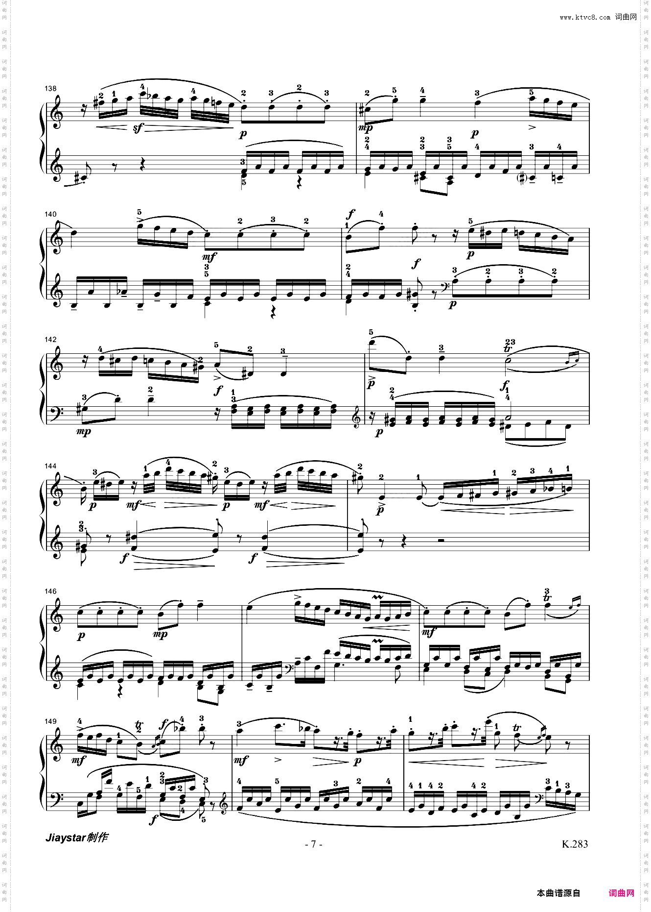 莫扎特G大调第五钢琴奏鸣曲K·283