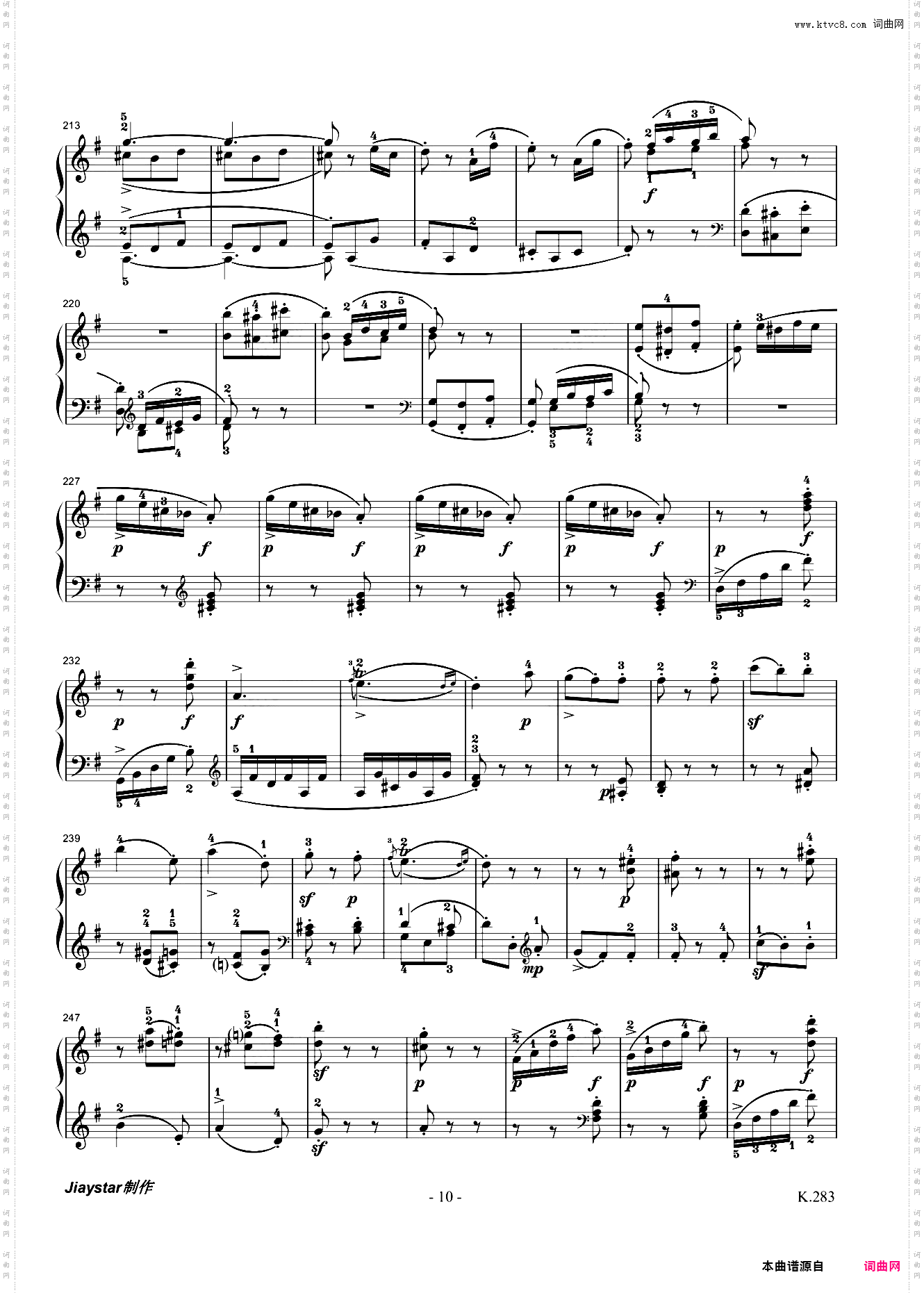 莫扎特G大调第五钢琴奏鸣曲K·283