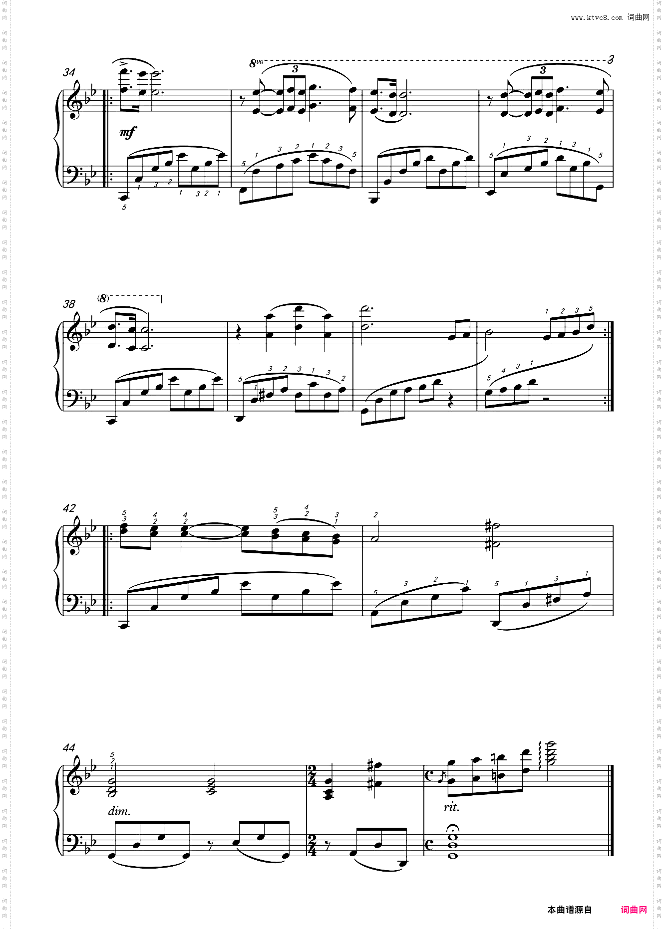 思乡 理查德克莱德曼 轻音乐初级指法版