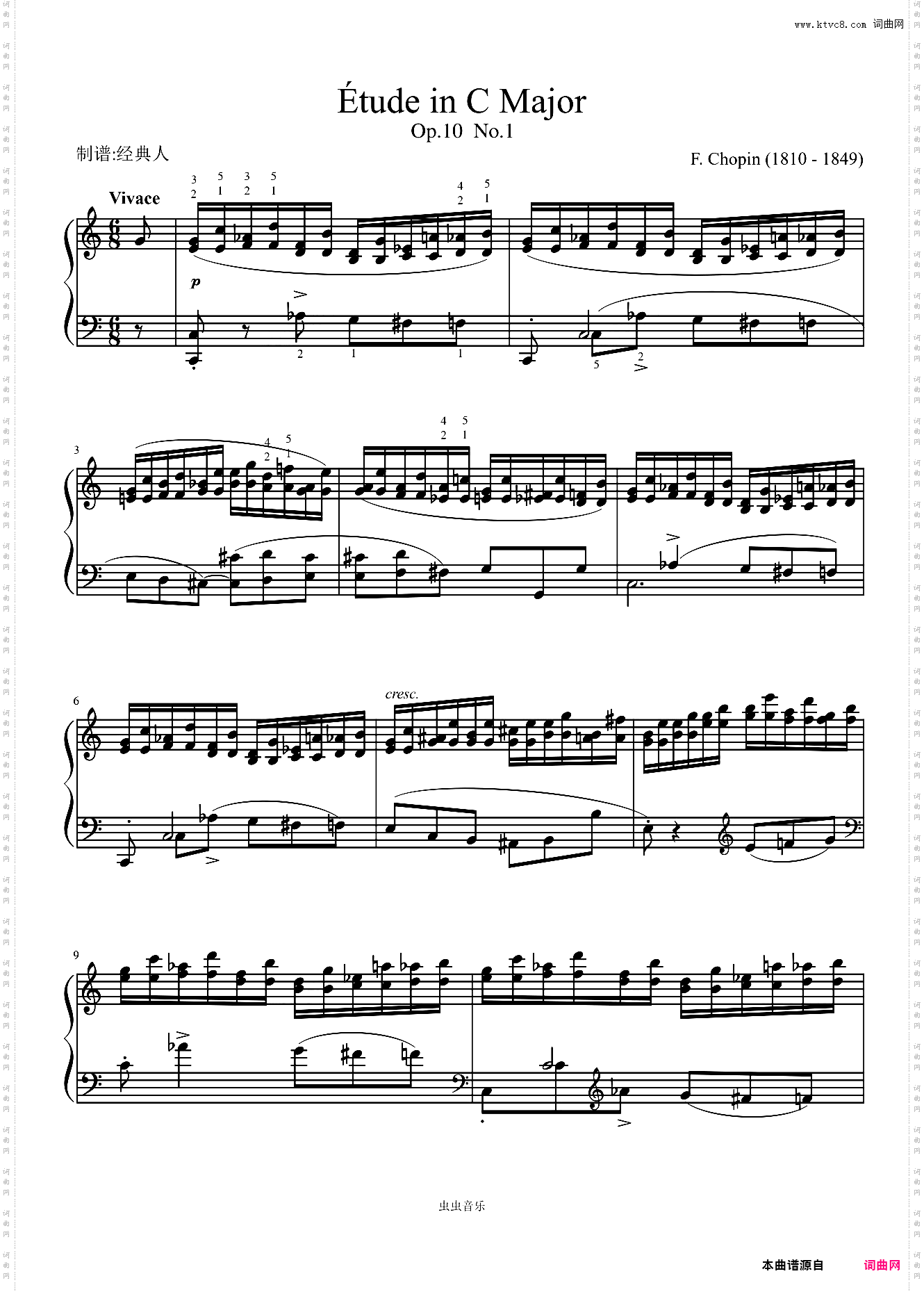 Etudes, Op·10 No·7 in C-Chopin 肖邦练习曲 肖邦降C大调练习曲 作品10第七首第七号Toccata