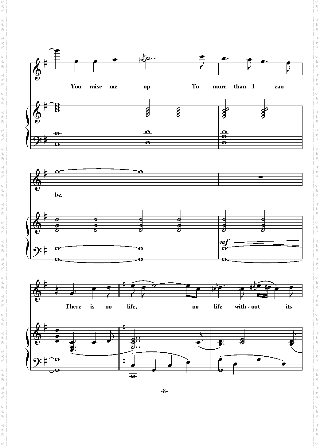 you raise me up弹唱谱