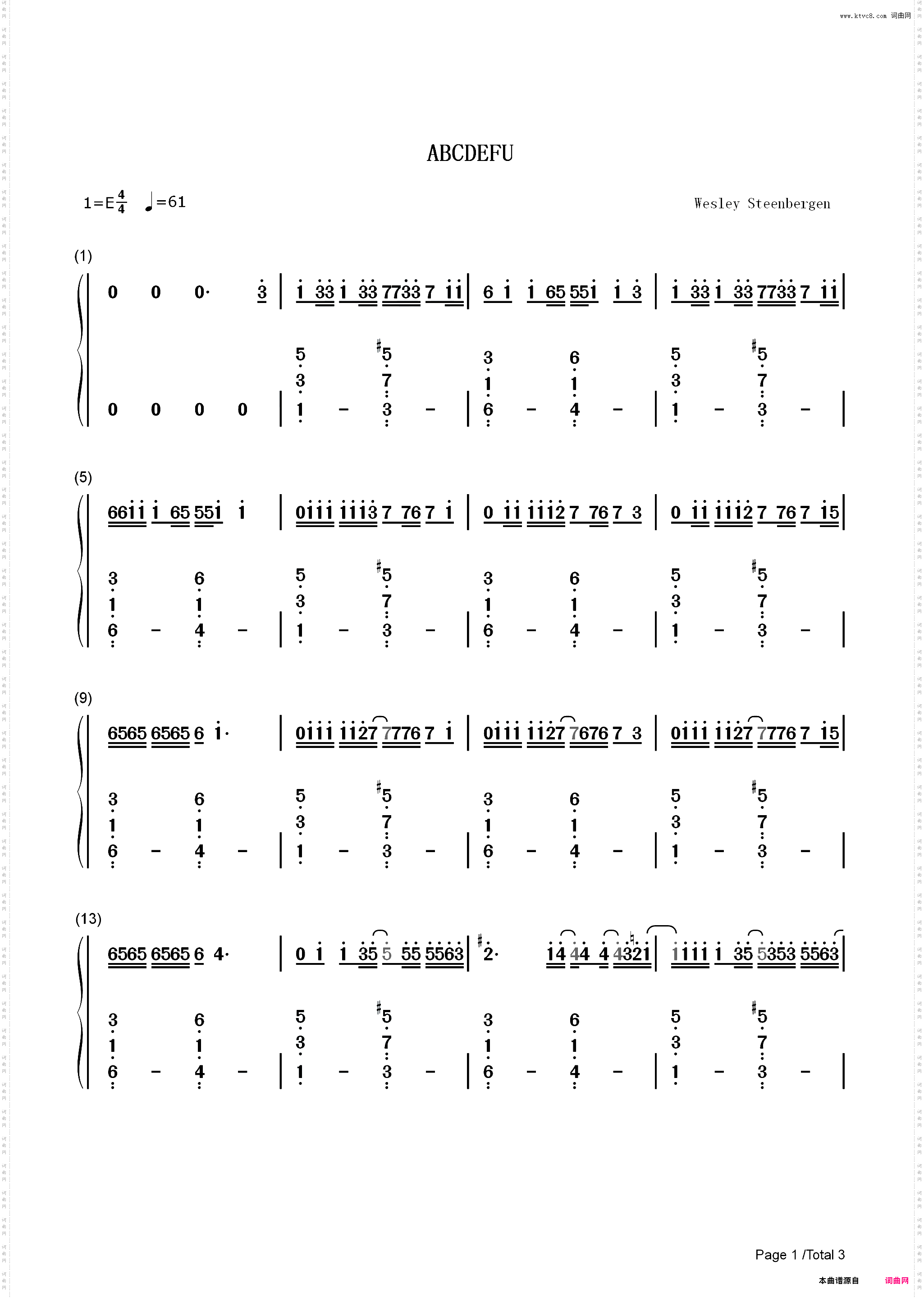 ABCDEFU-Gayle_简谱版