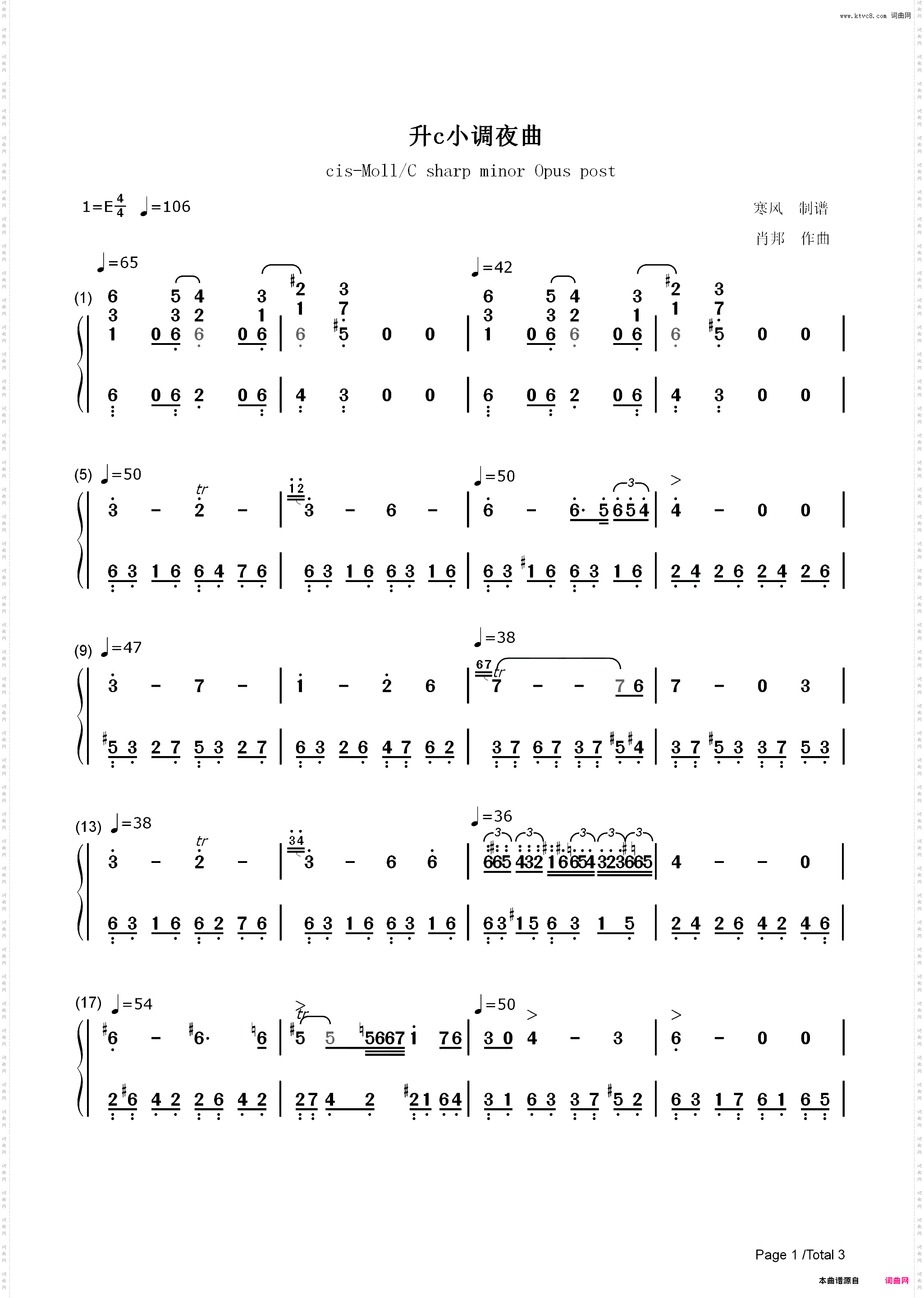 升C小调夜曲-Nocturne No·20 in C sharp minor