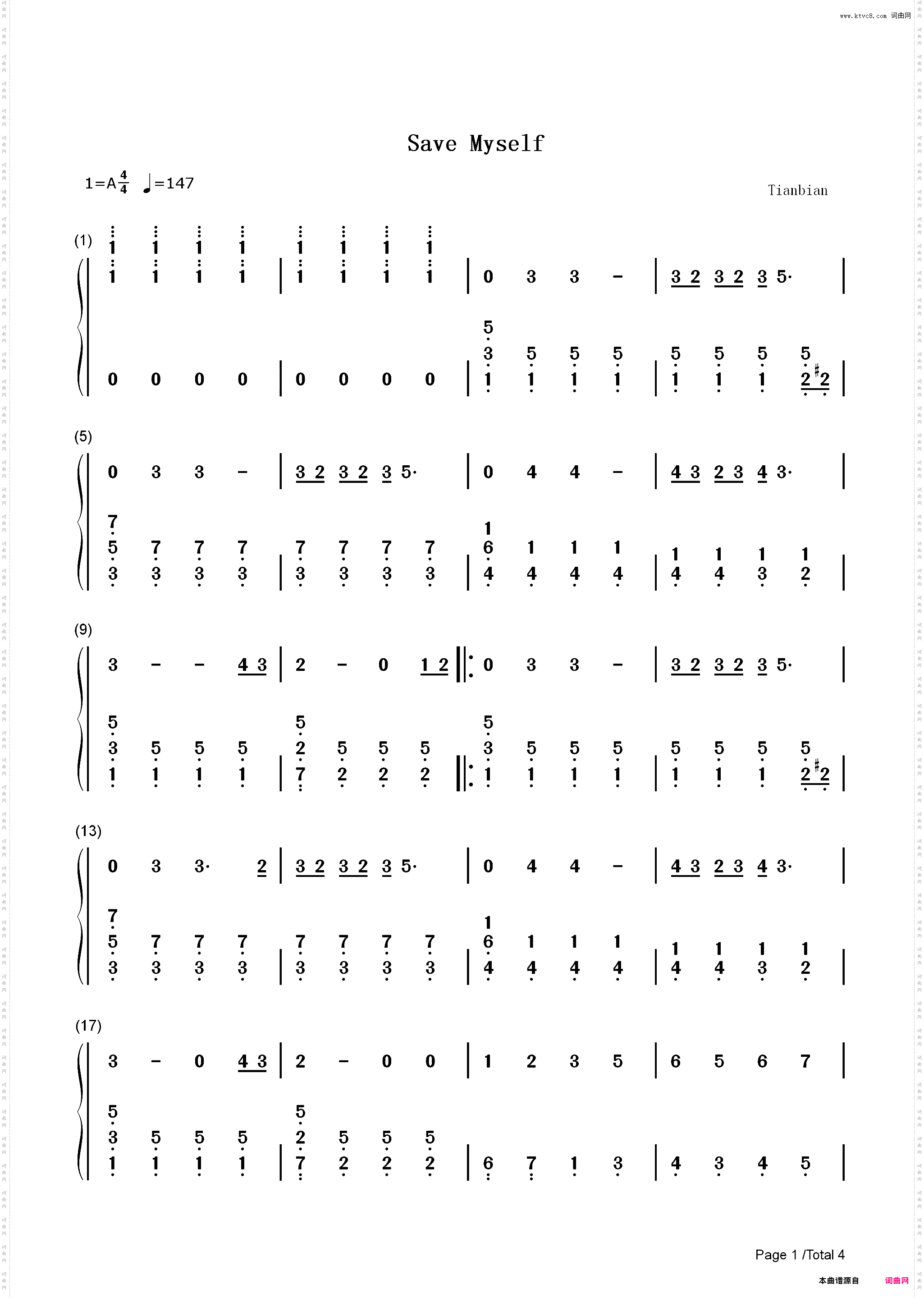 Save Myself-Ashe_简谱版