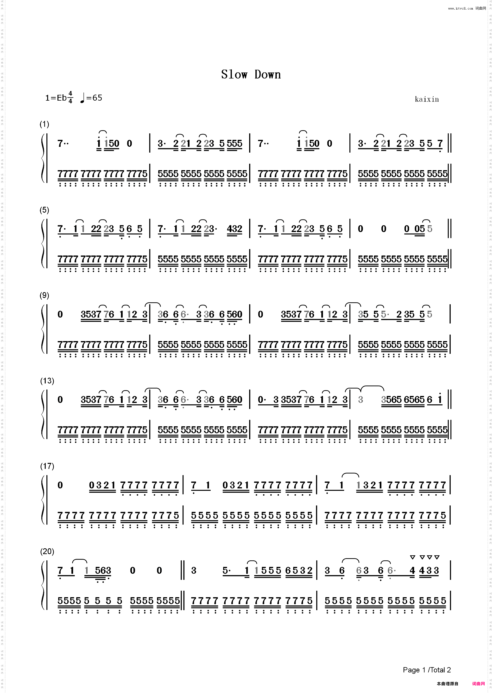 Slow Down-Why Dont We_简谱版