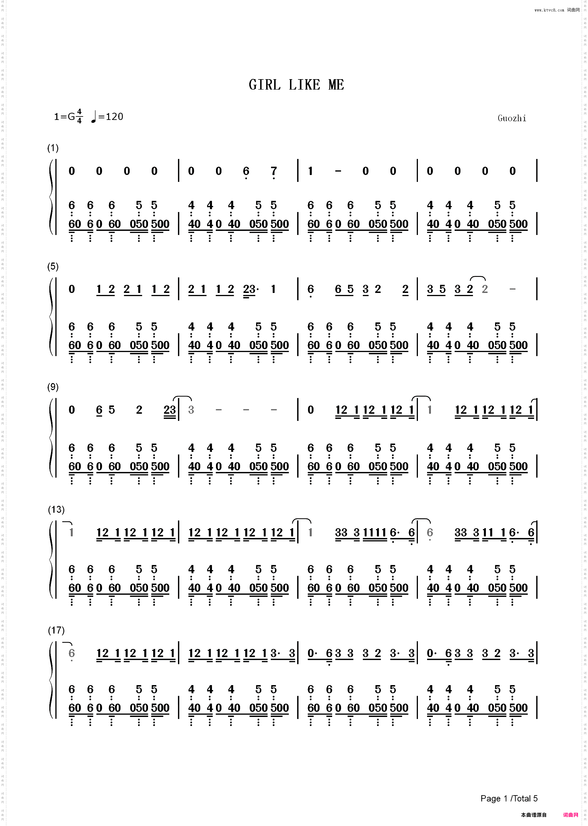 Girl like Me_简谱版