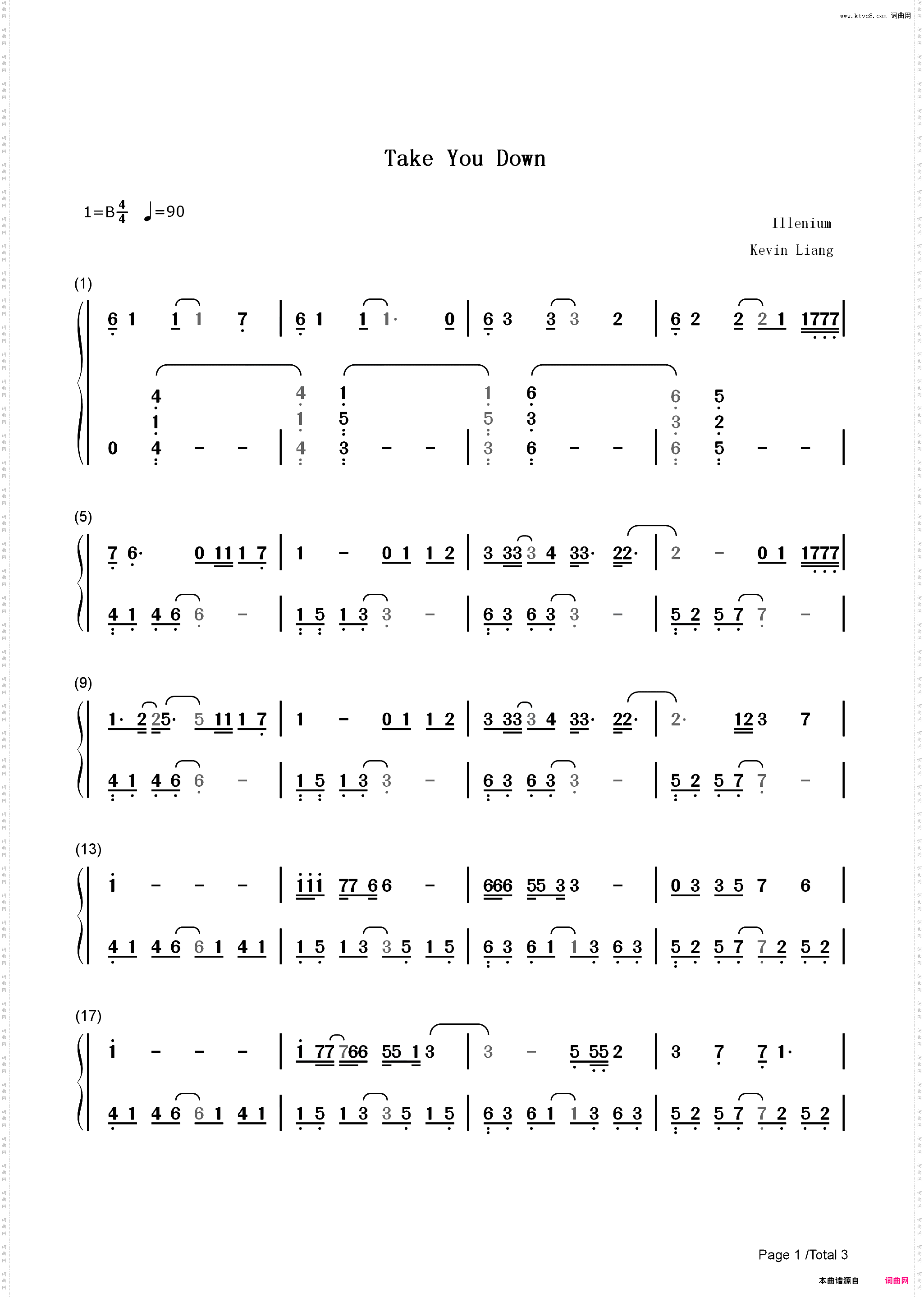 Take You Down-Illenium_简谱版