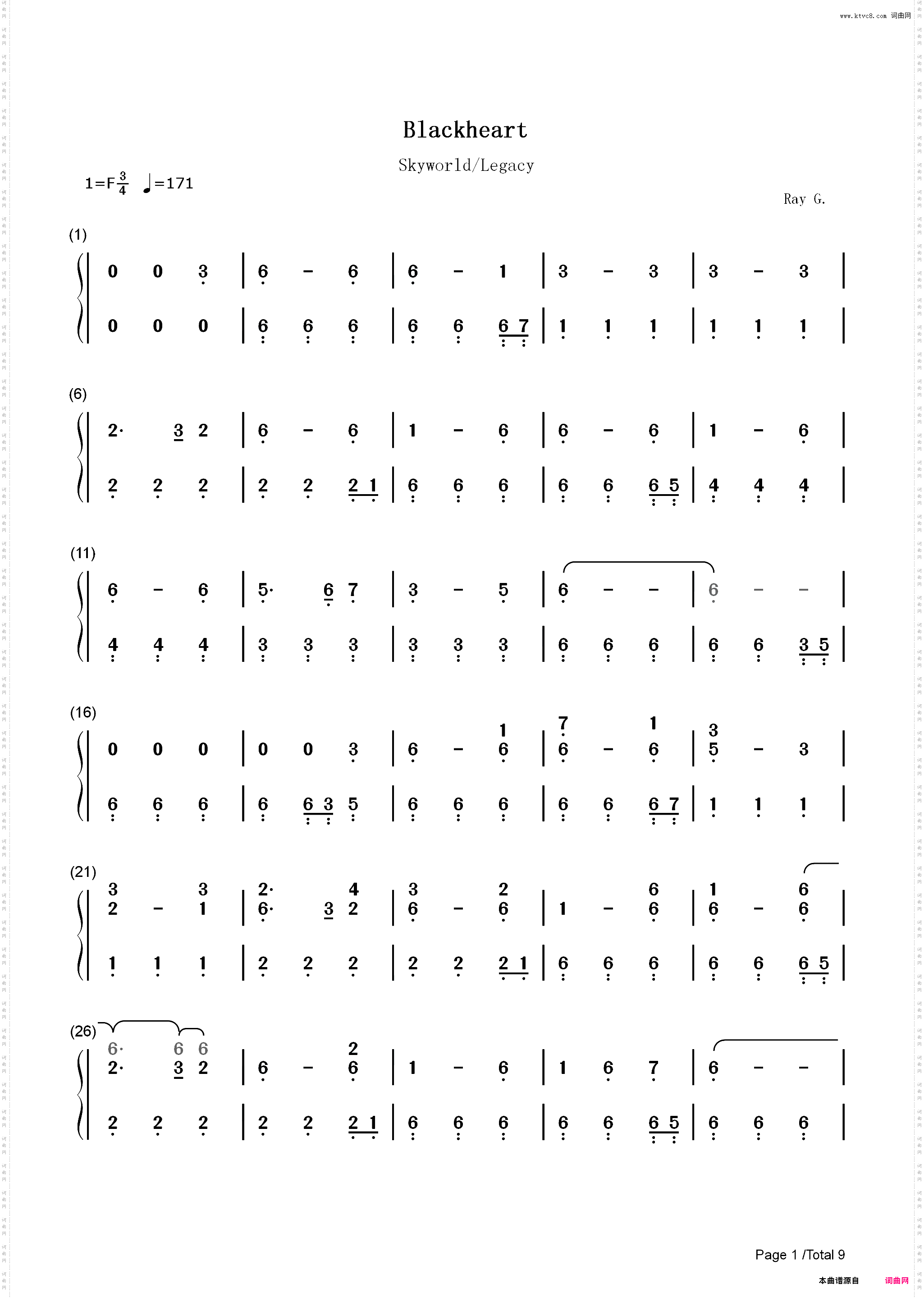 Blackheart-Two Steps from Hell_简谱版
