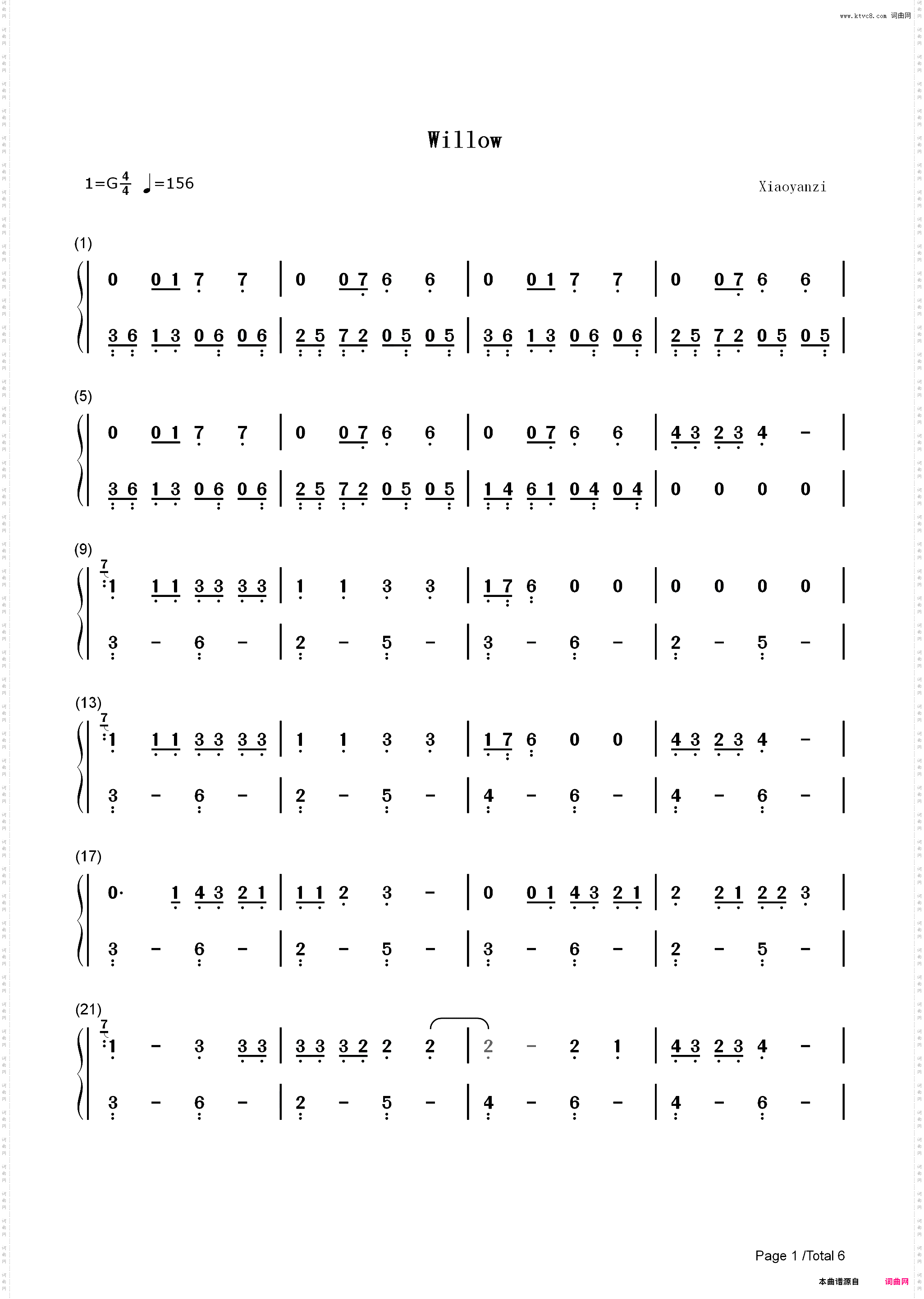 Willow-Taylor Swift_简谱版