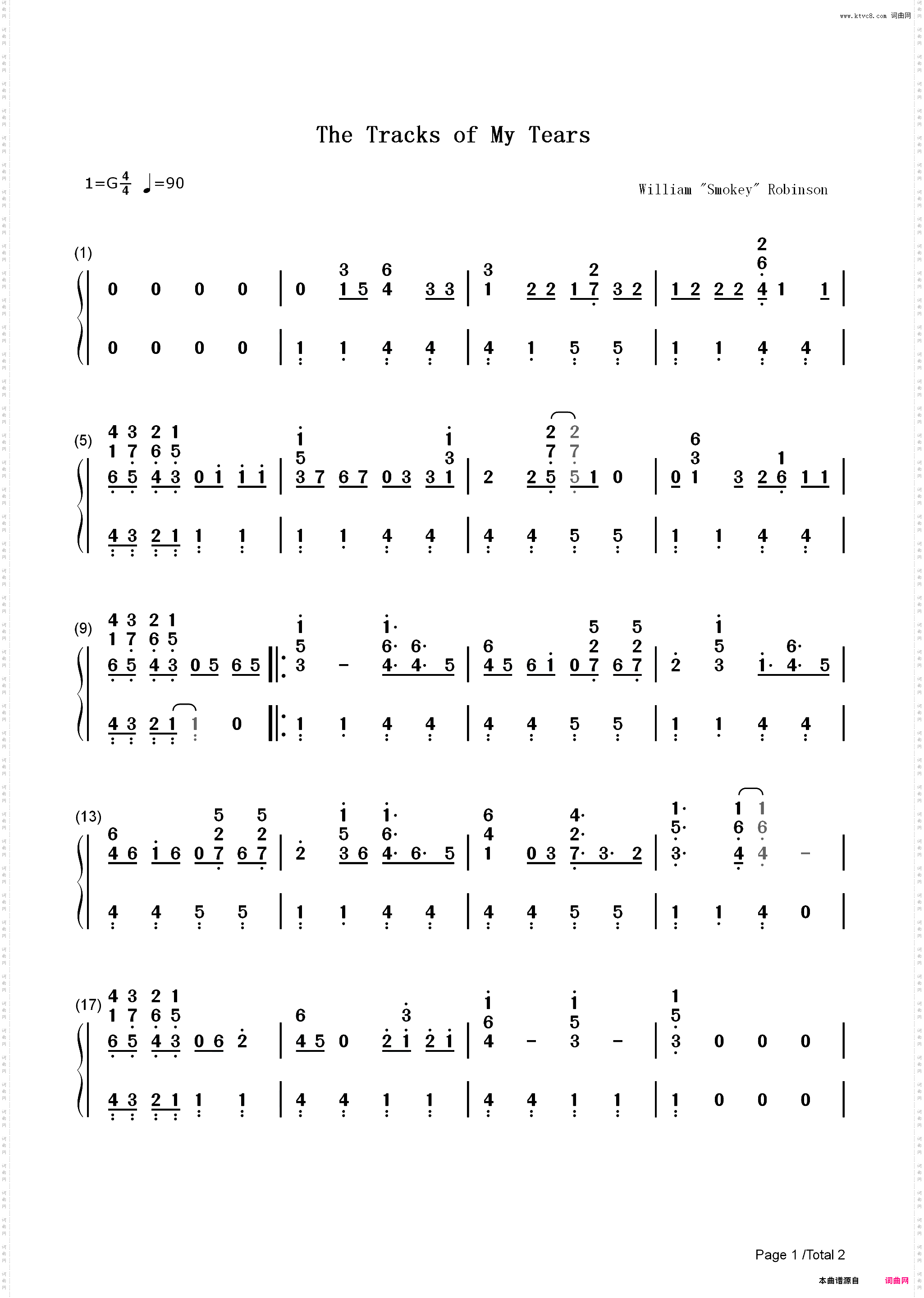 The Tracks of My Tears_简谱版