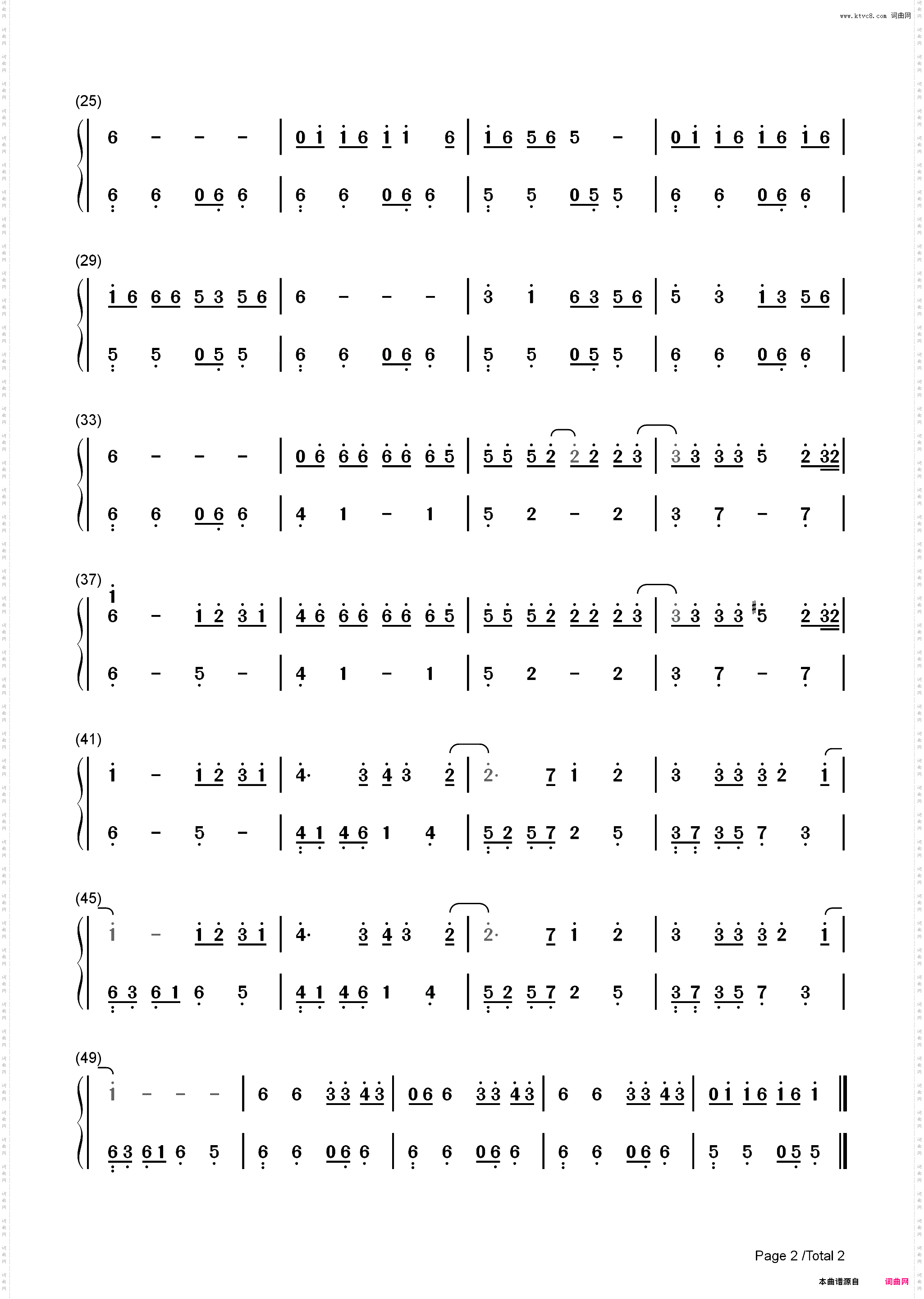 Bad Romance-C调简单版_简谱版