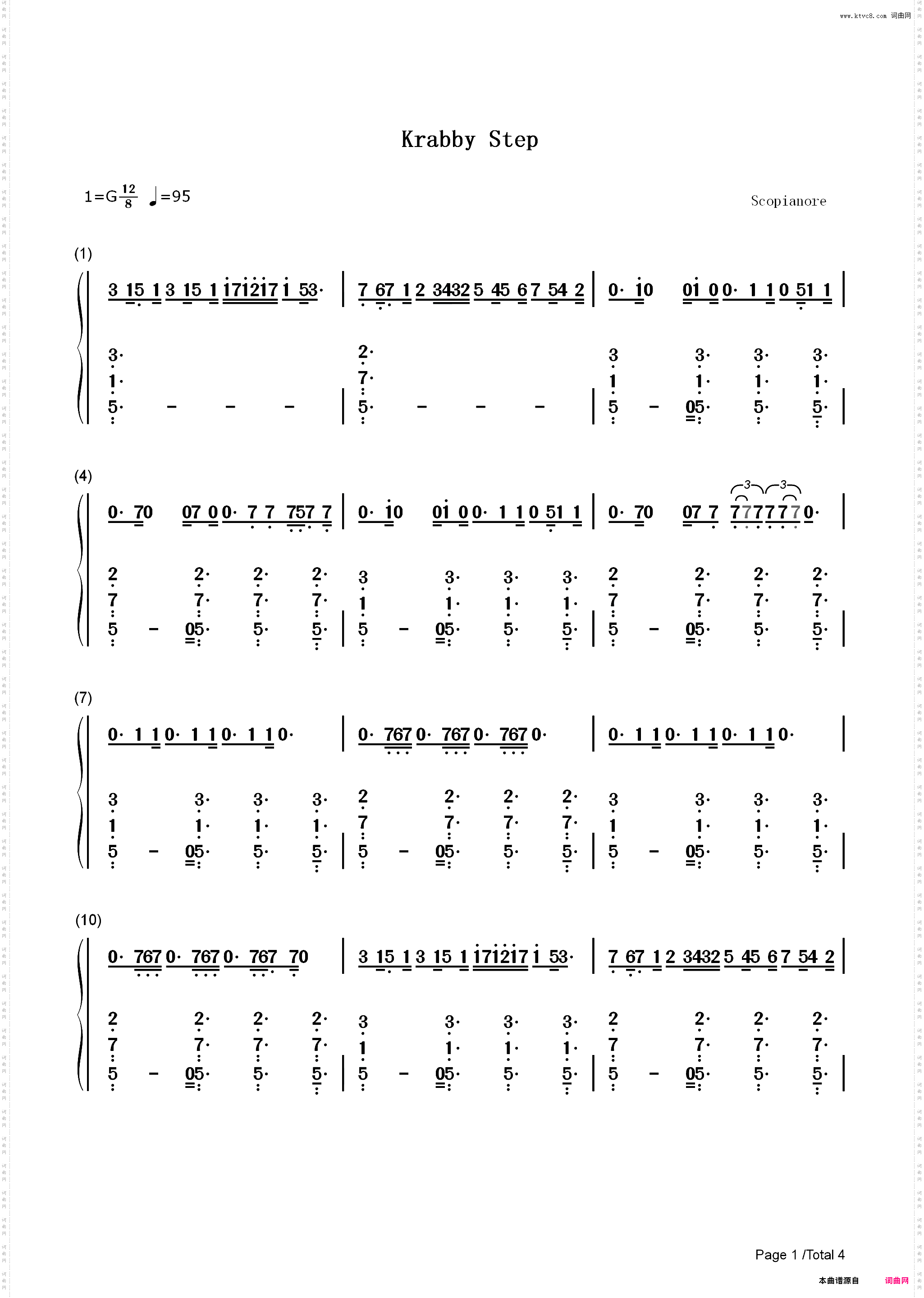 Krabby Step-海绵宝宝营救大冒险OST_简谱版