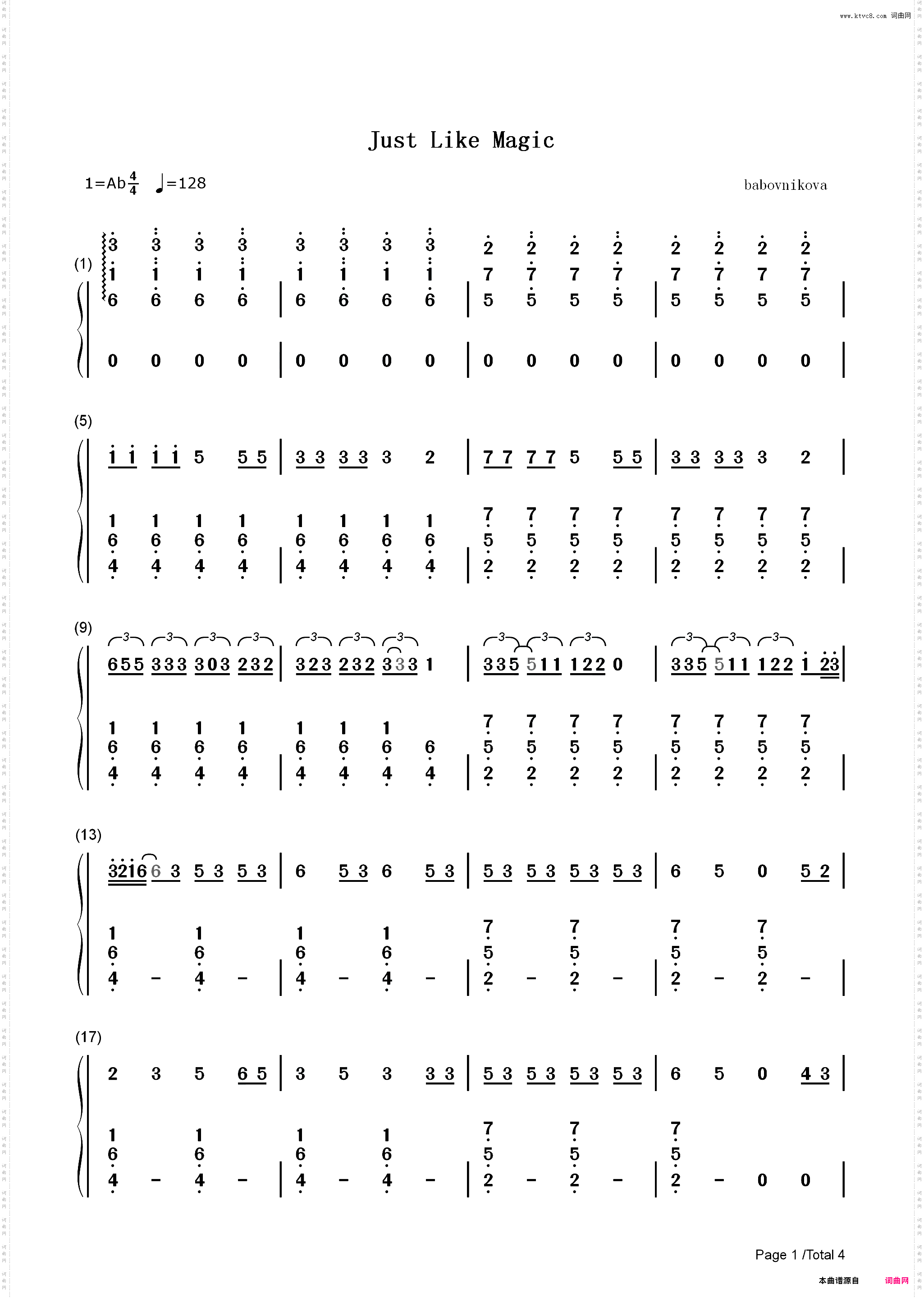 Just Like Magic-Ariana Grande_简谱版