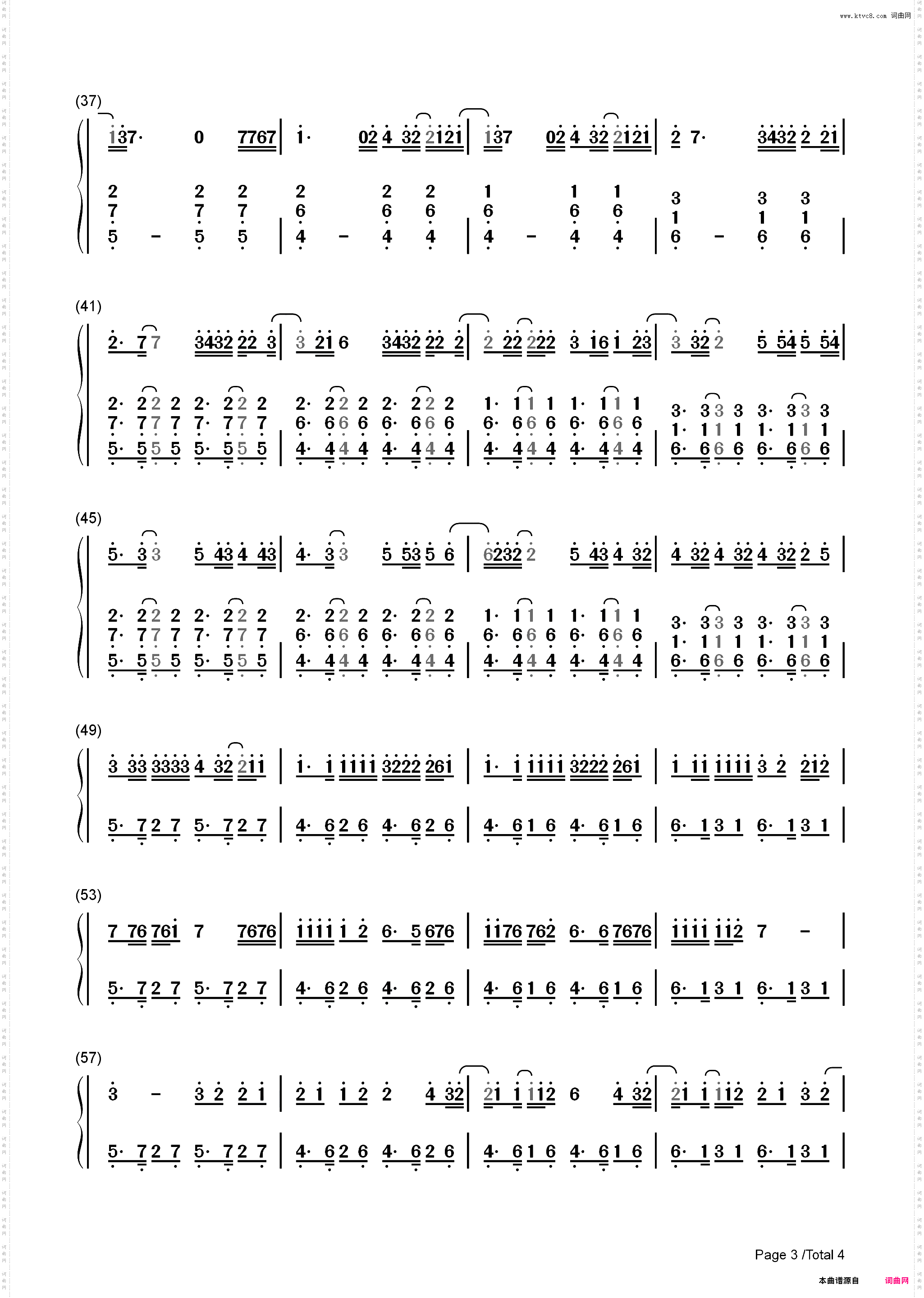 Un Dia One Day_简谱版