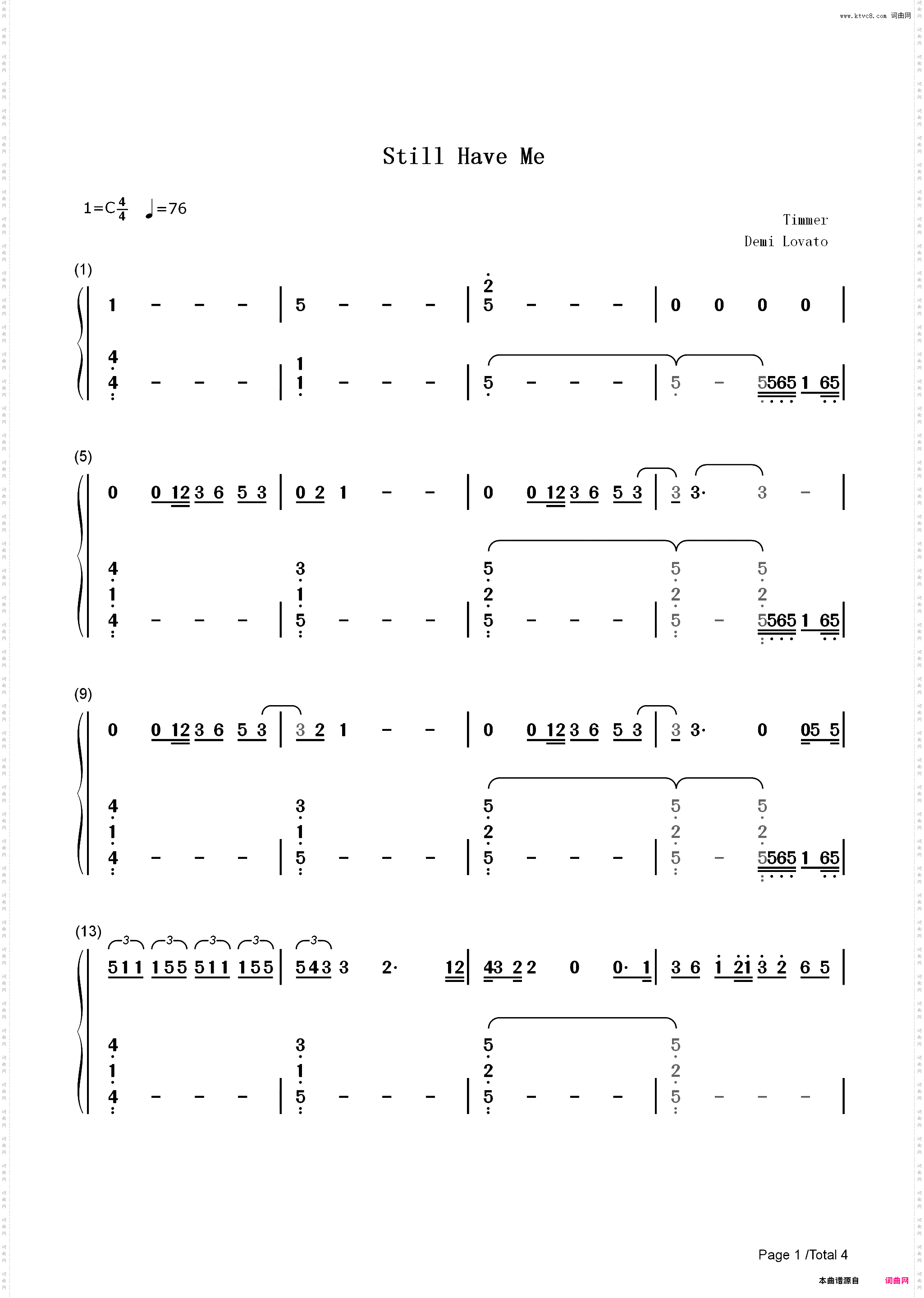 Still Have Me-Demi Lovato_简谱版