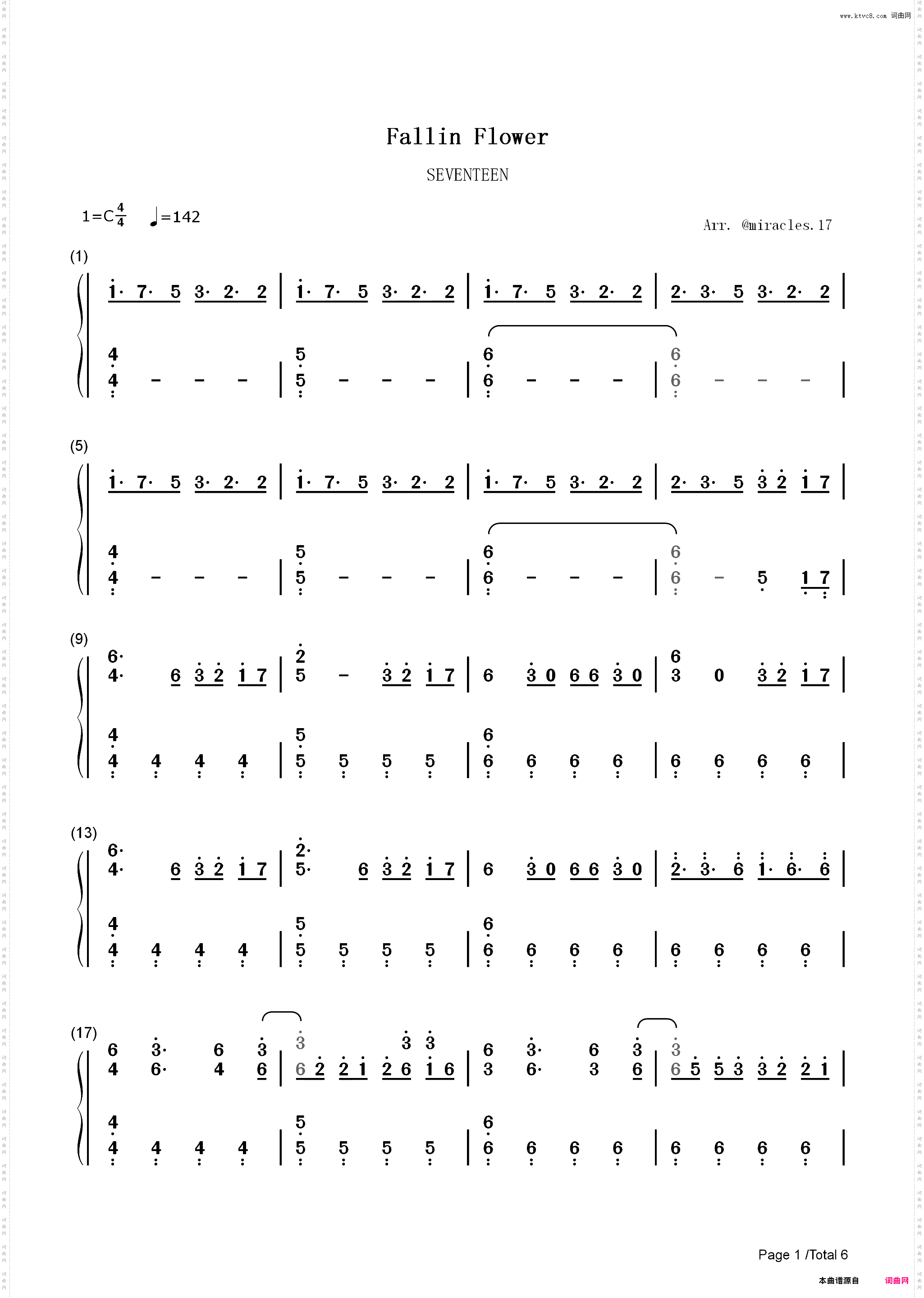 Fallin Flower-舞い落ちる花びら_简谱版