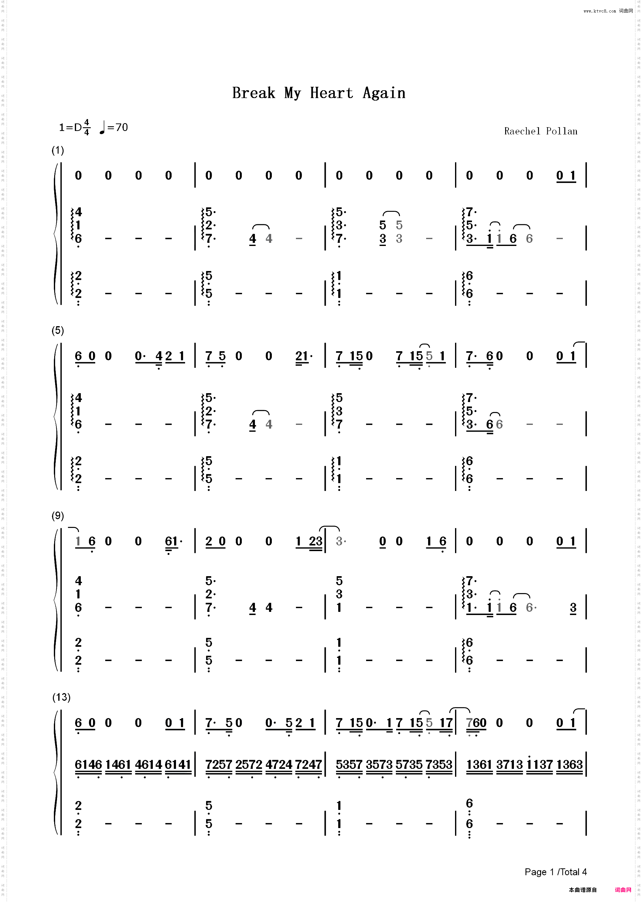 Break My Heart Again-Finneas_简谱版