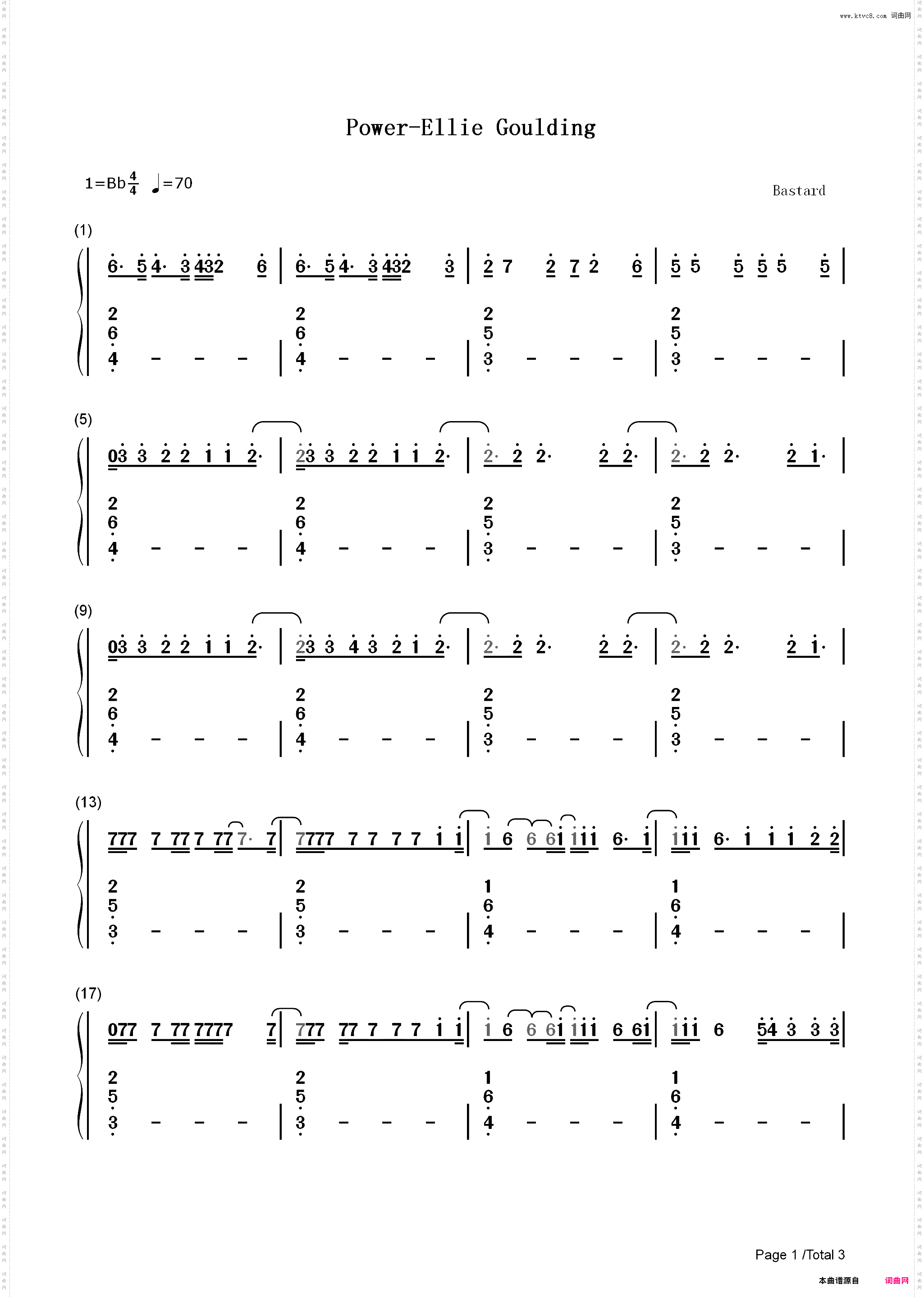 Power-Ellie Goulding_简谱版