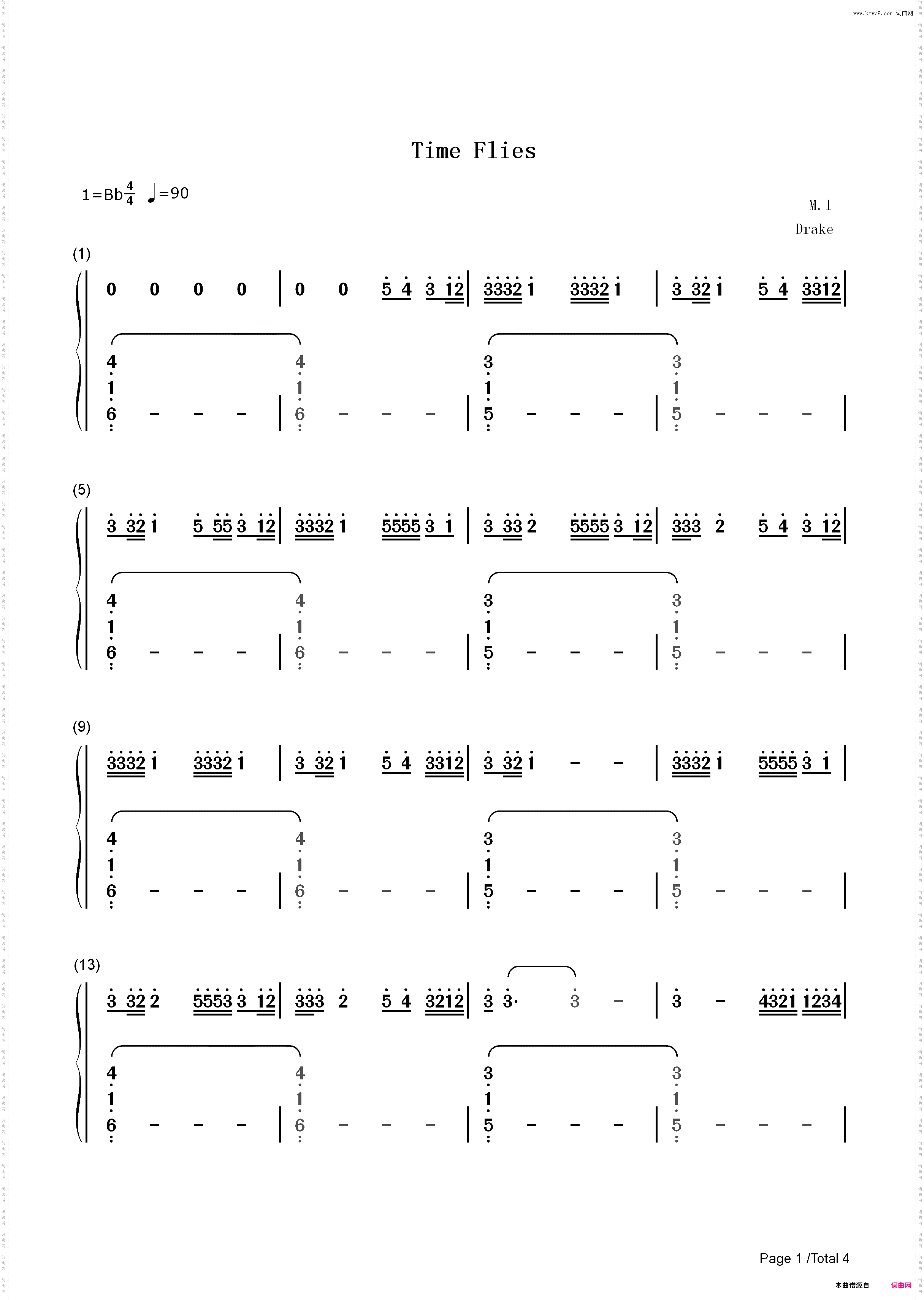 Time Flies-Drake_简谱版