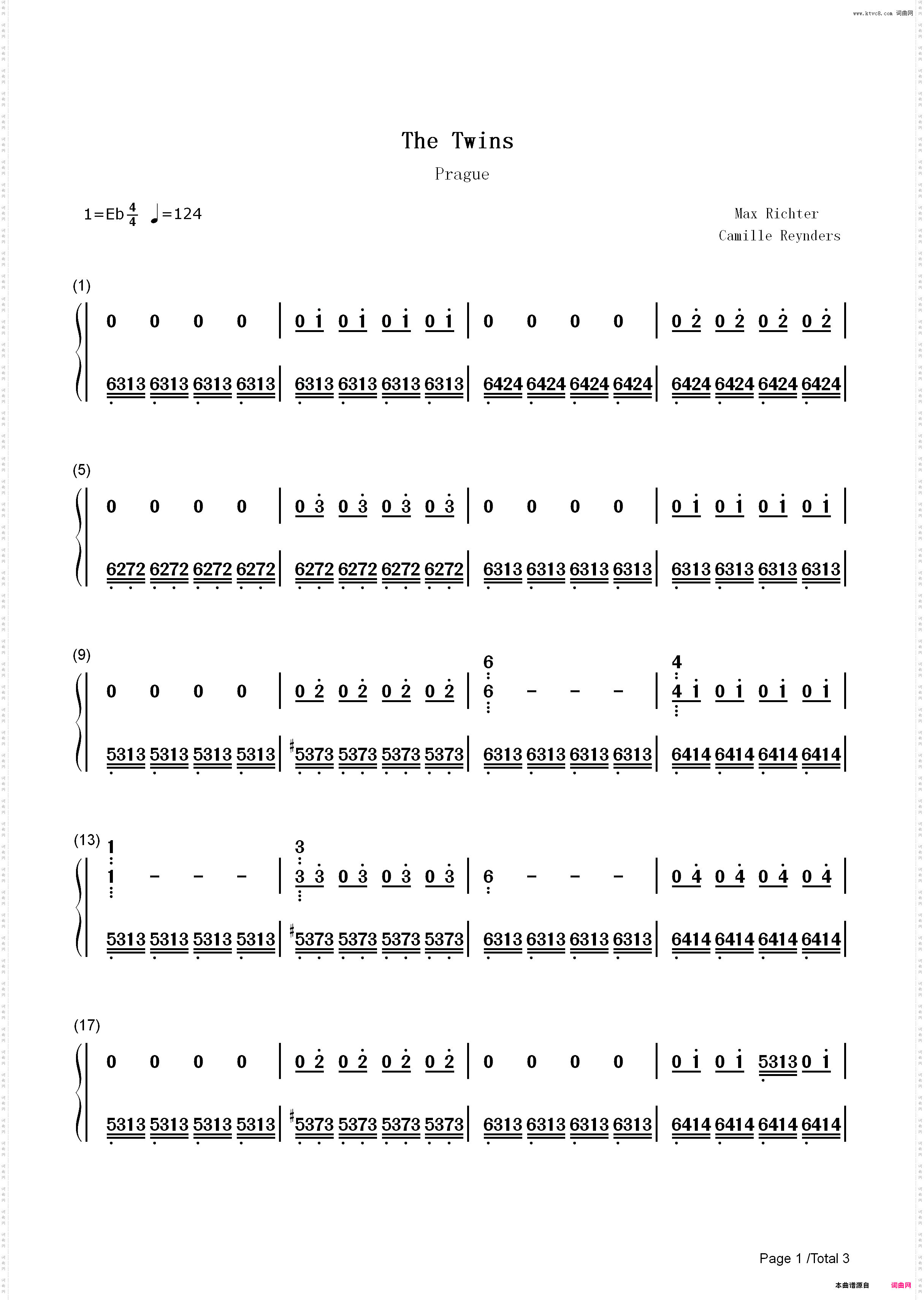 The Twins-Max Richter_简谱版