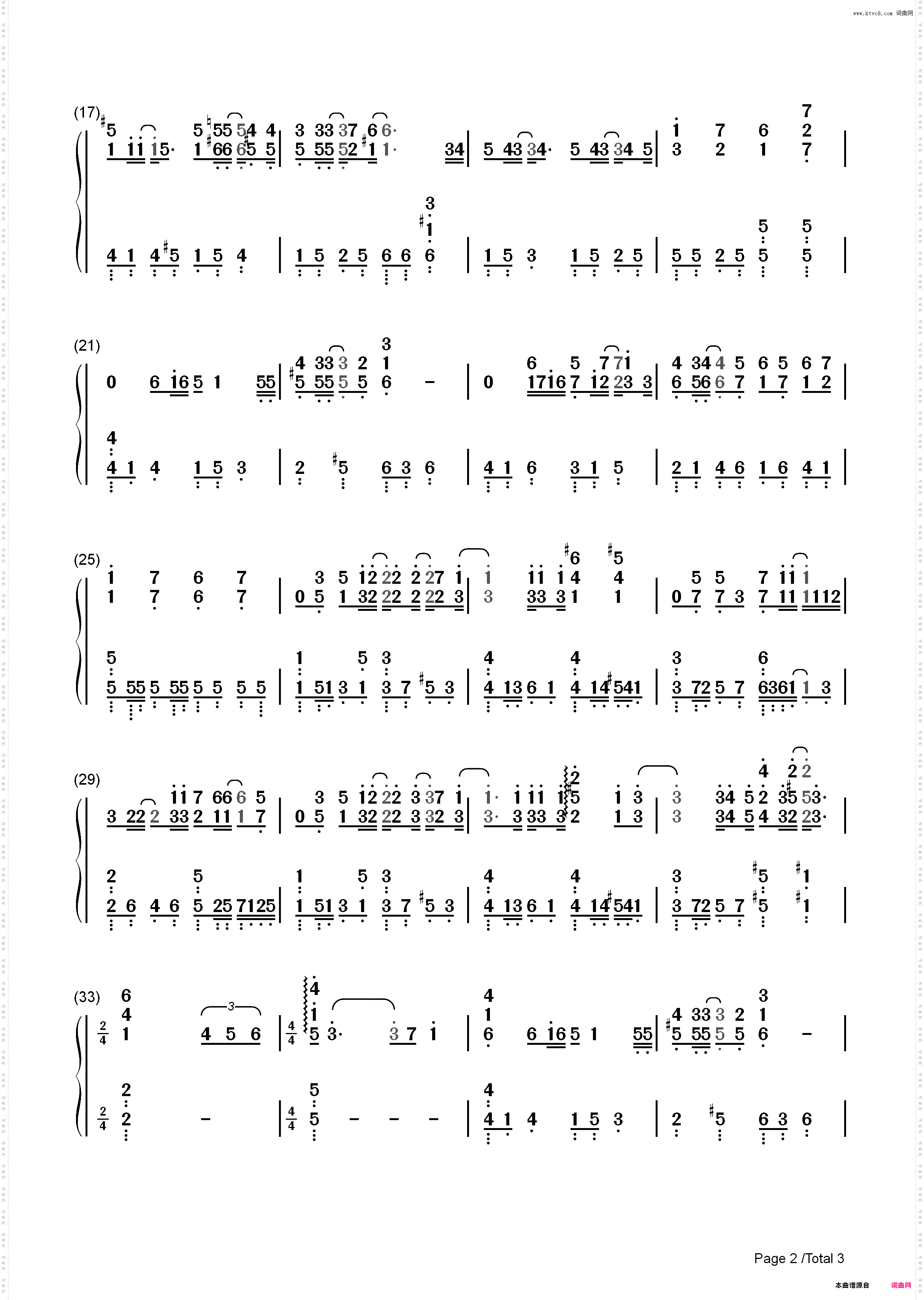 我好吗-梁静茹_简谱版