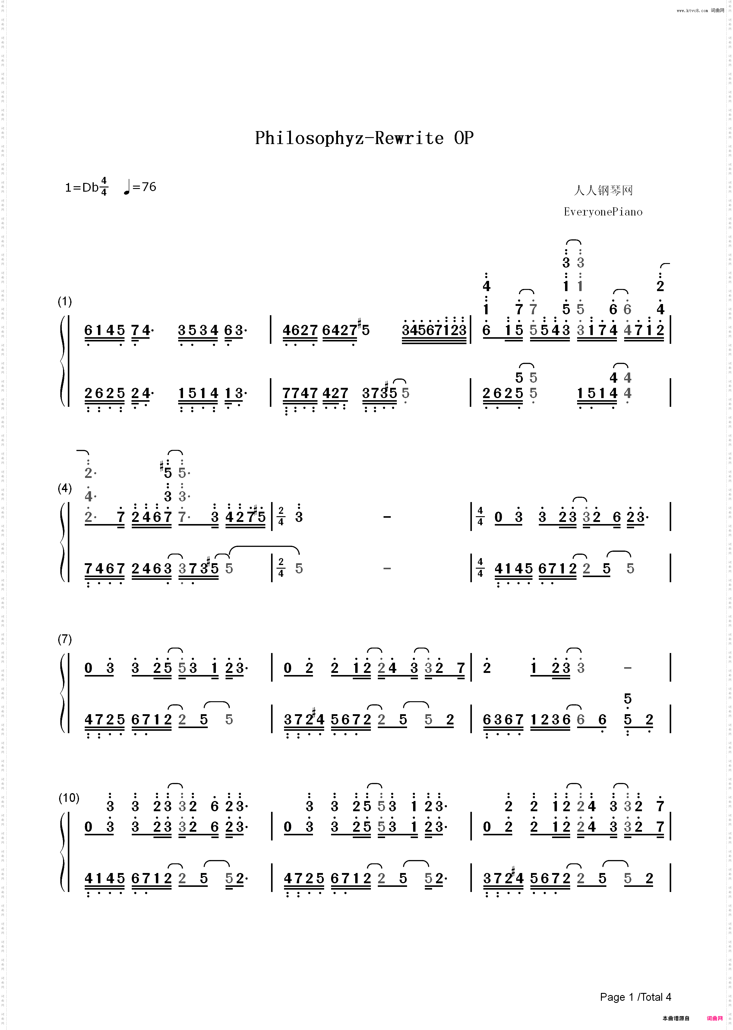 Philosophyz-Rewrite OP_简谱版
