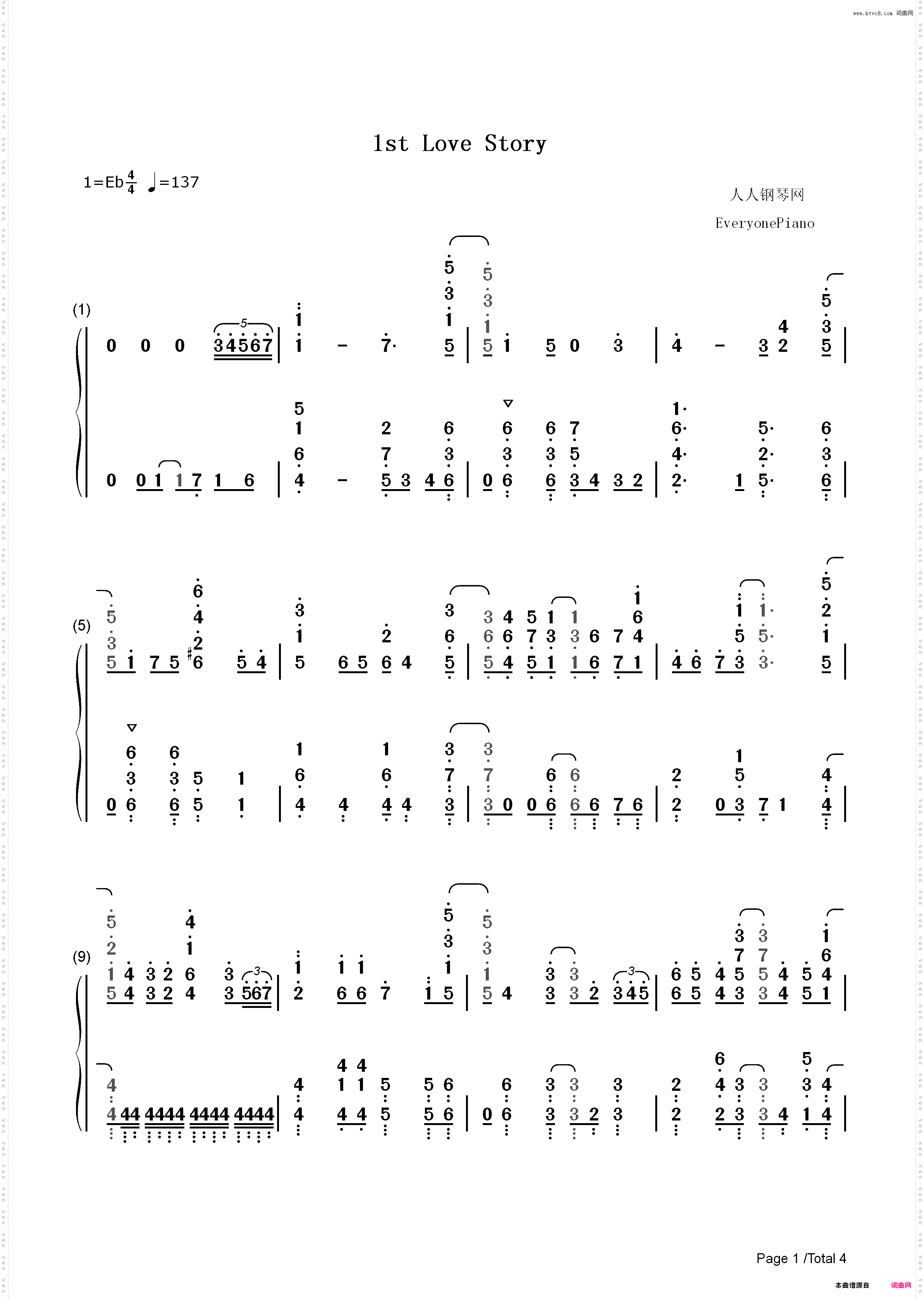 1st Love Story-线上游戏的老婆不可能是女生OP_简谱版