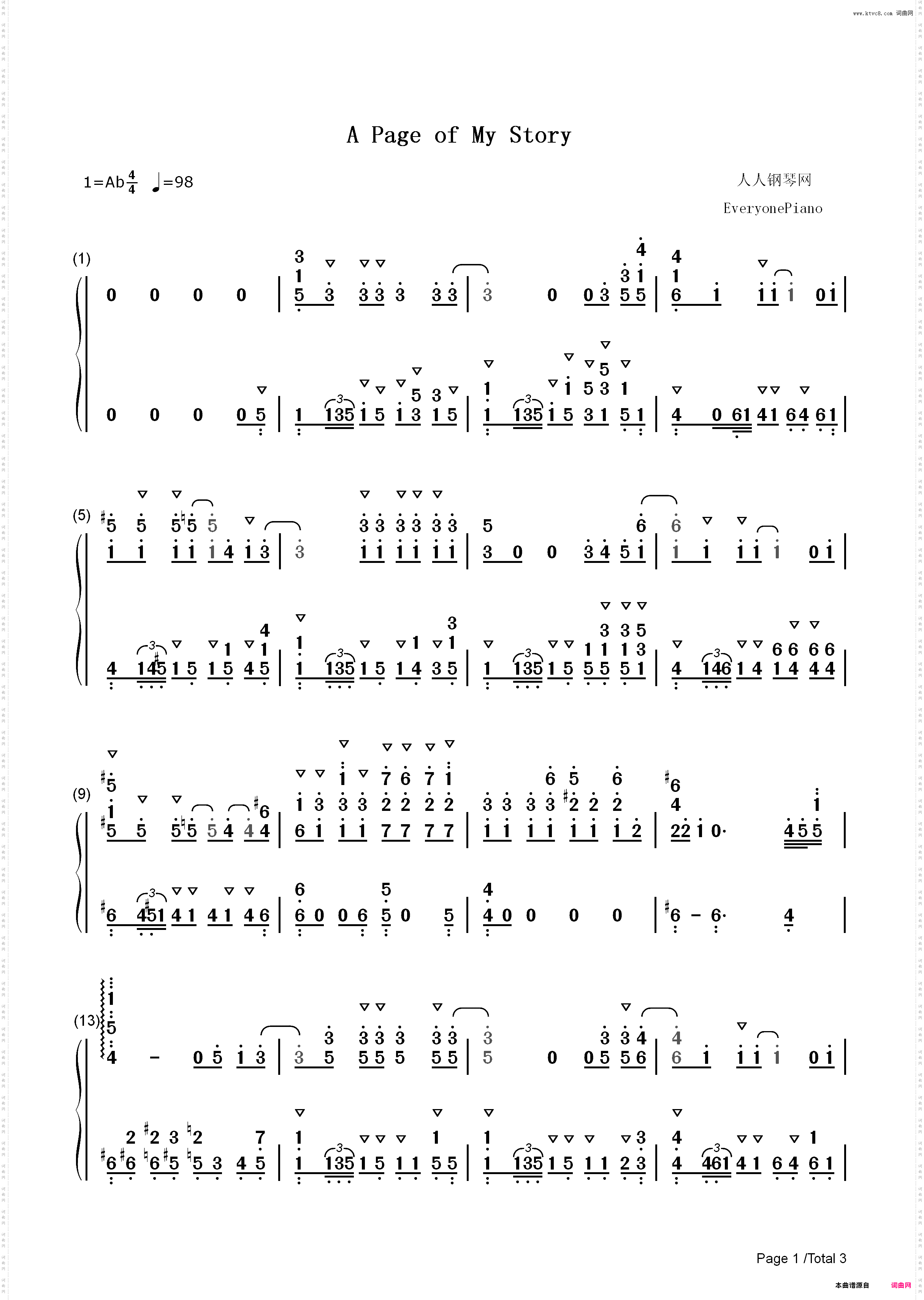 A Page of My Story-Princess Principal ED_简谱版
