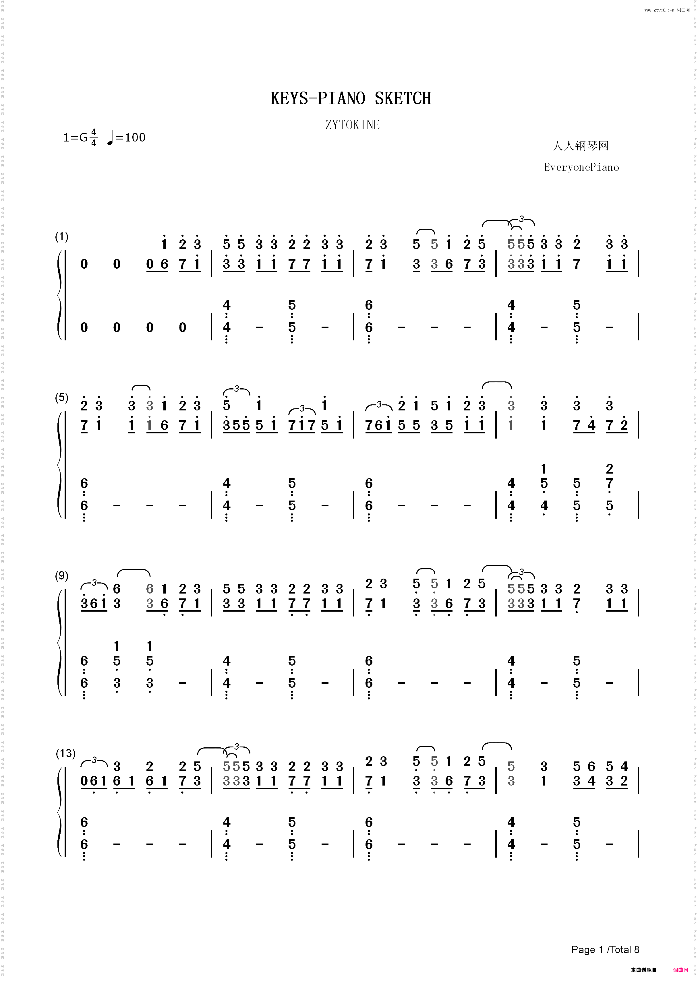 KEYS-PIANO SKETCH_简谱版