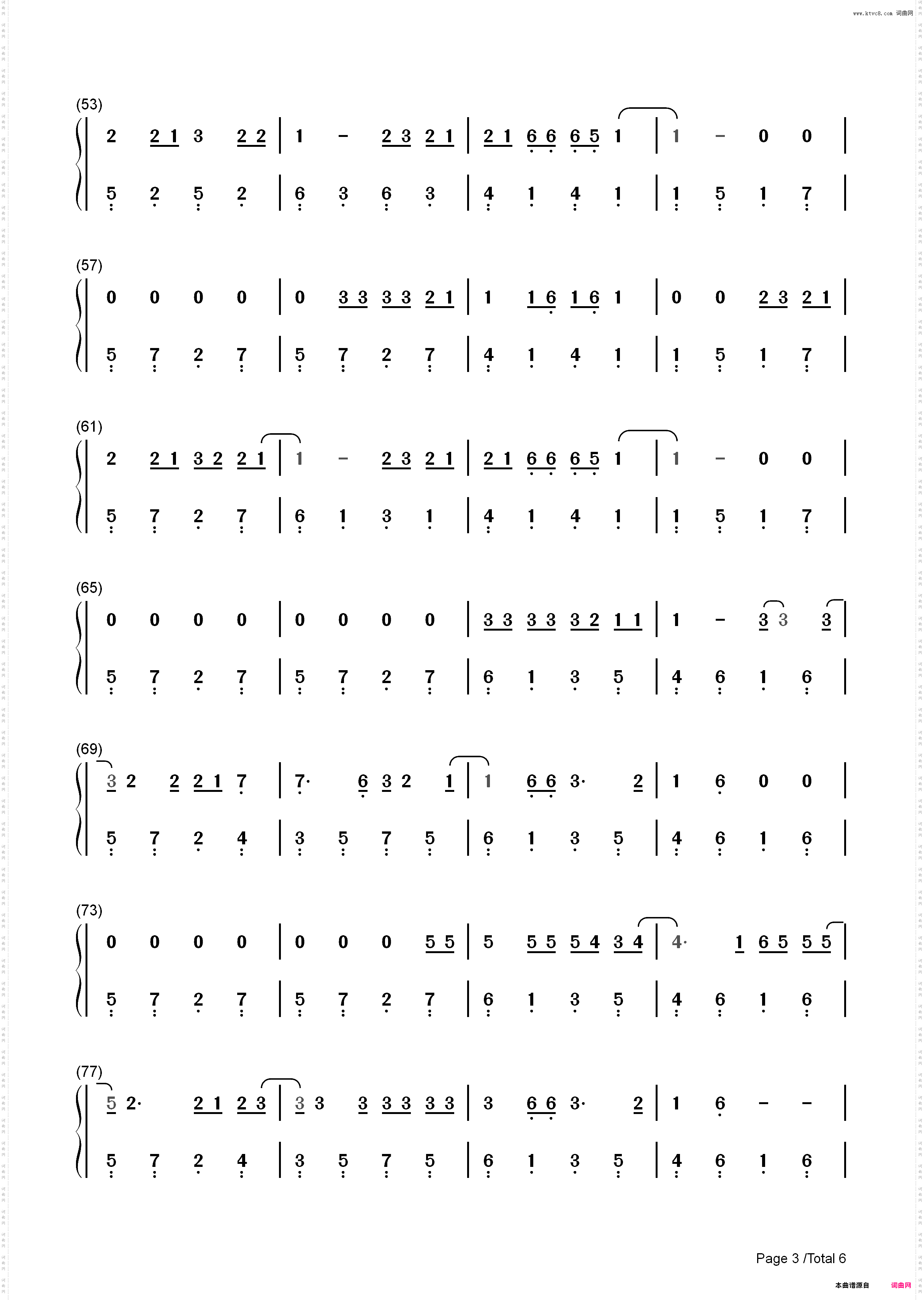 Let Her Go-简单完整版_简谱版