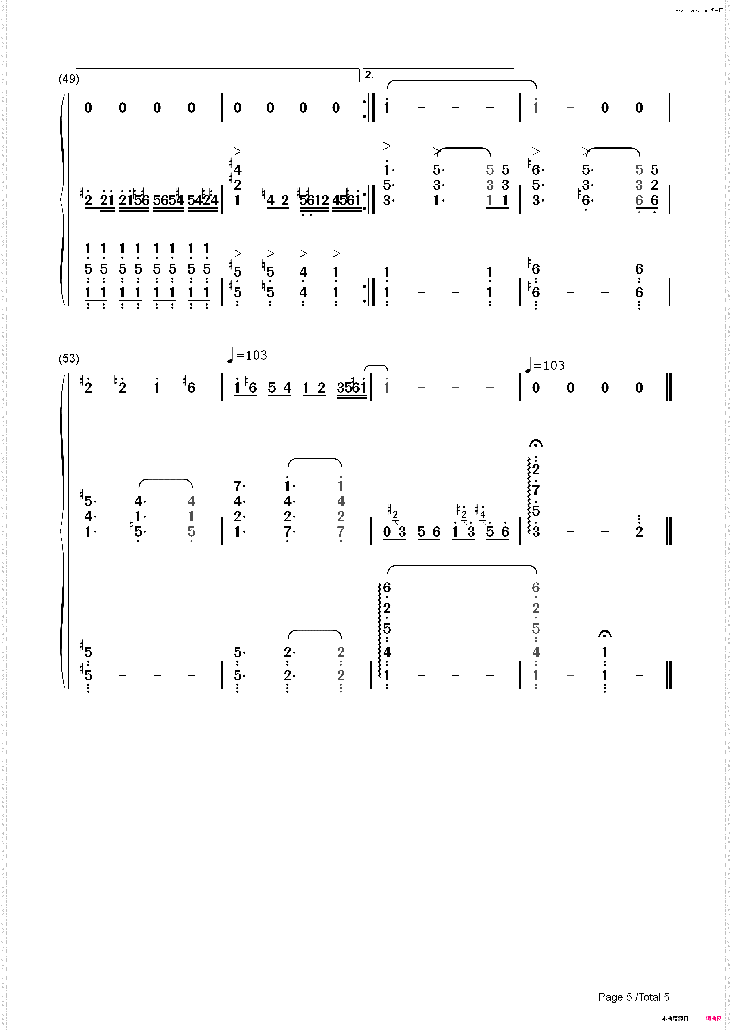 爱的钢琴手-伍思凯_简谱版