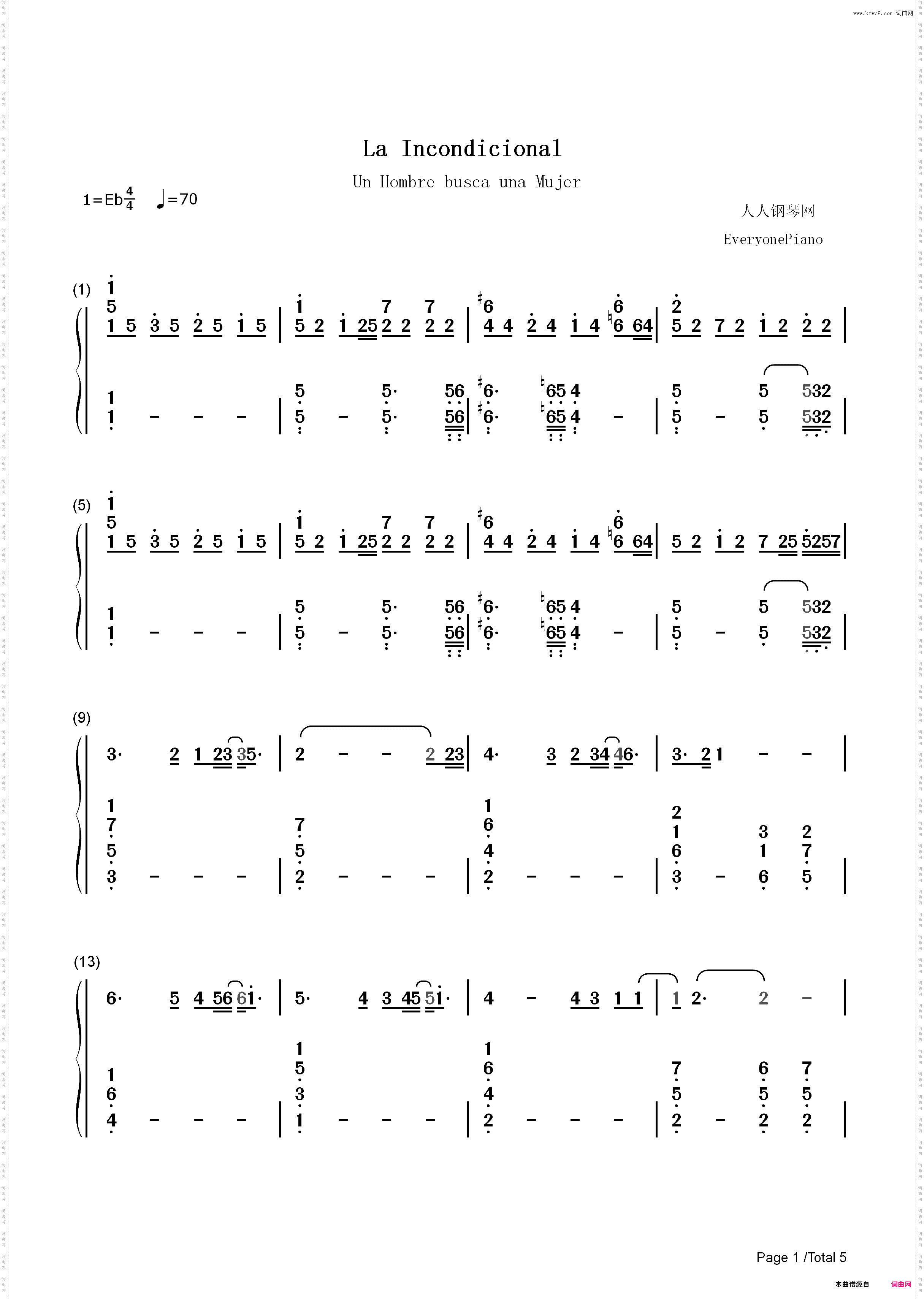 La Incondicional-Luis Miguel_简谱版