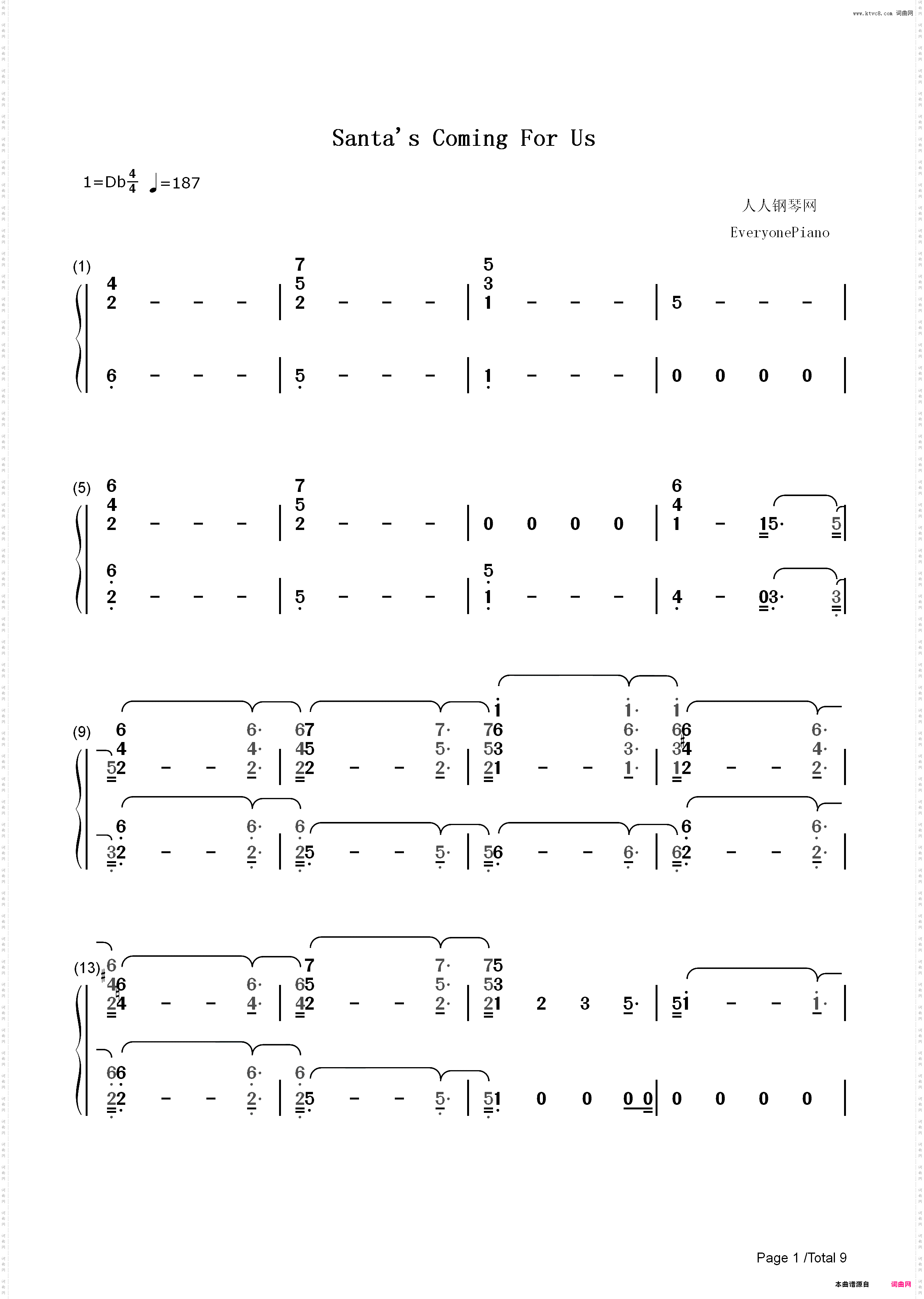 Santas Coming For Us-Sia和Greg Kurstin_简谱版