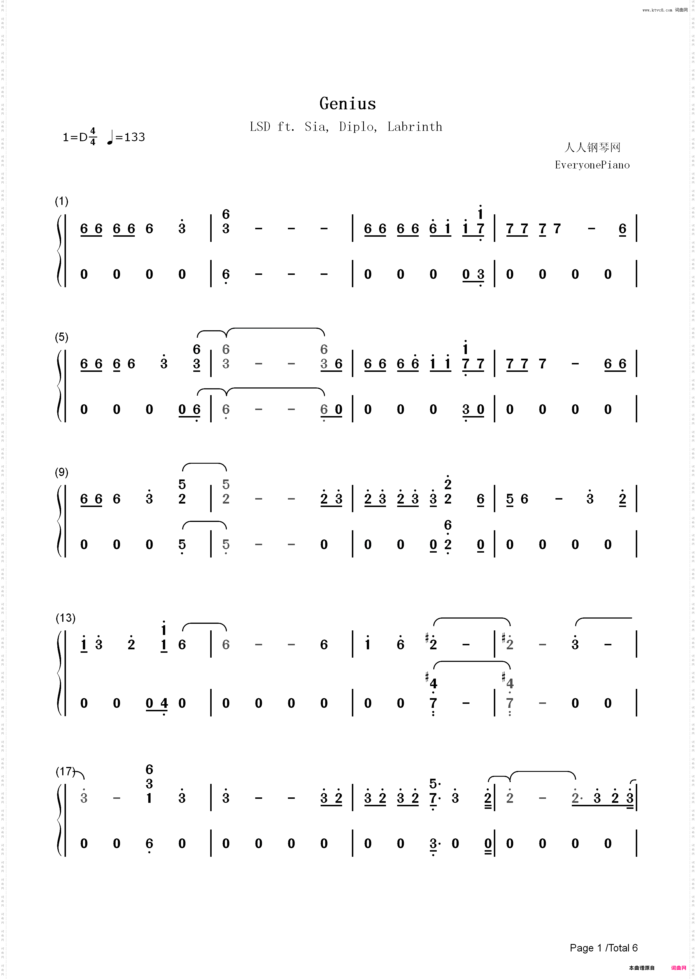 Genius-LSD_简谱版