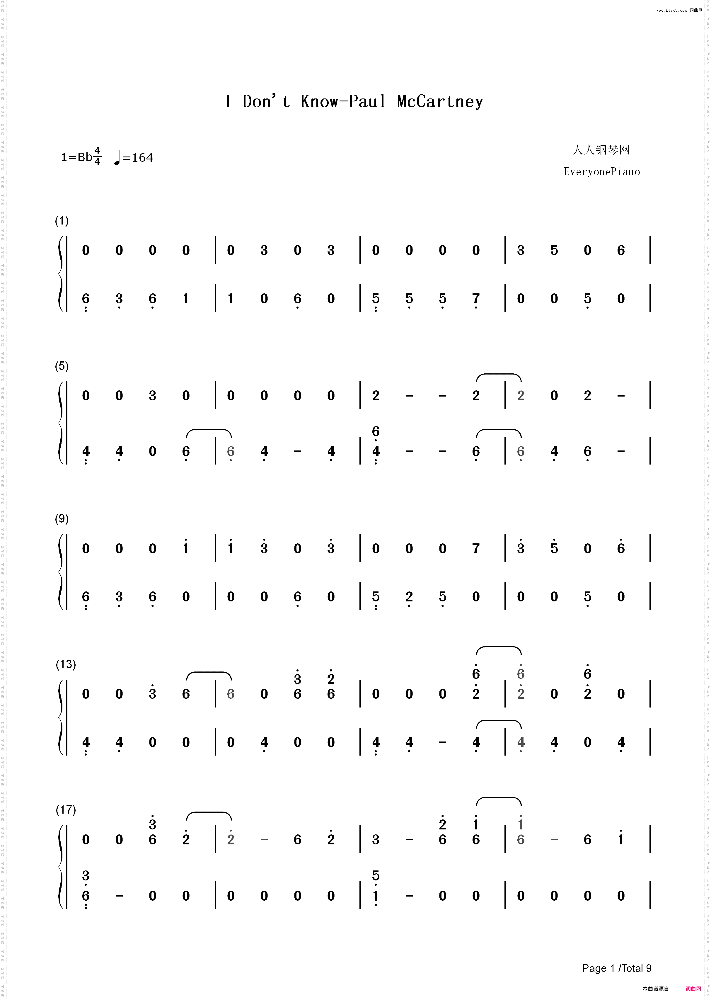I Dont Know-Paul McCartney_简谱版